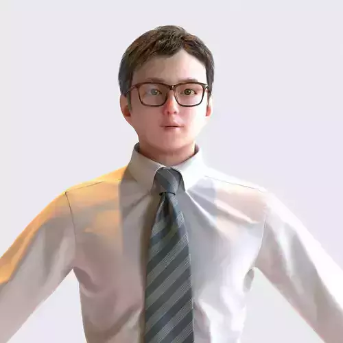 Asian Business Man in A-pose 3 - B1-M3Y A 3D model