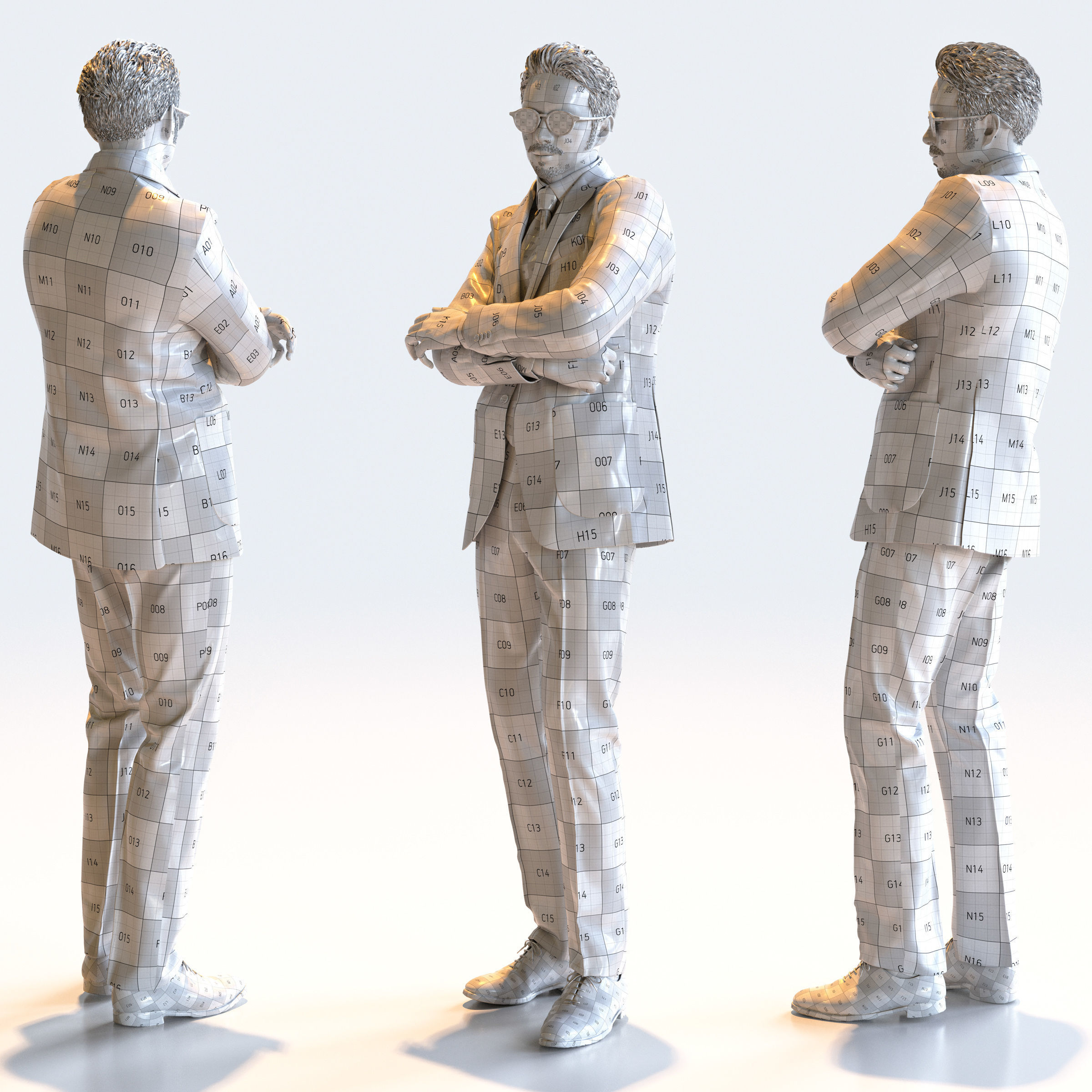 Posed Asian Business Man - 5 Pack 4 - B1-M4G 3D model_5