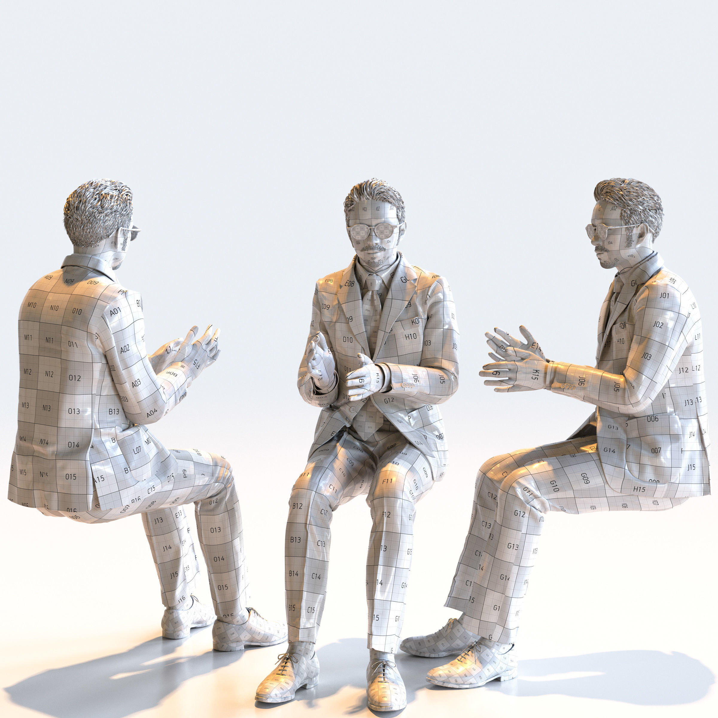 Posed Asian Business Man - 5 Pack 4 - B1-M4G 3D model_21