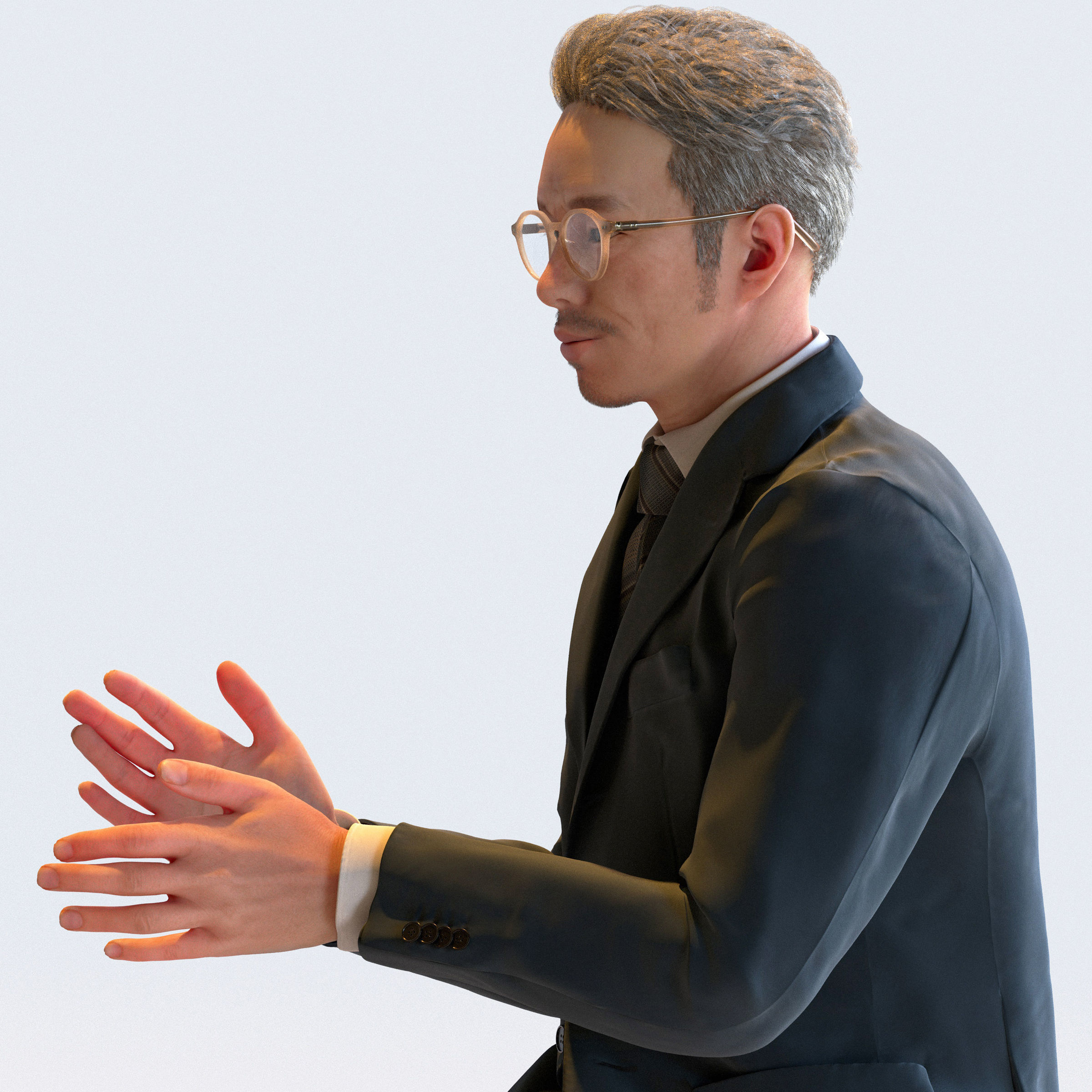 Posed Asian Business Man - 5 Pack 4 - B1-M4G 3D model_18