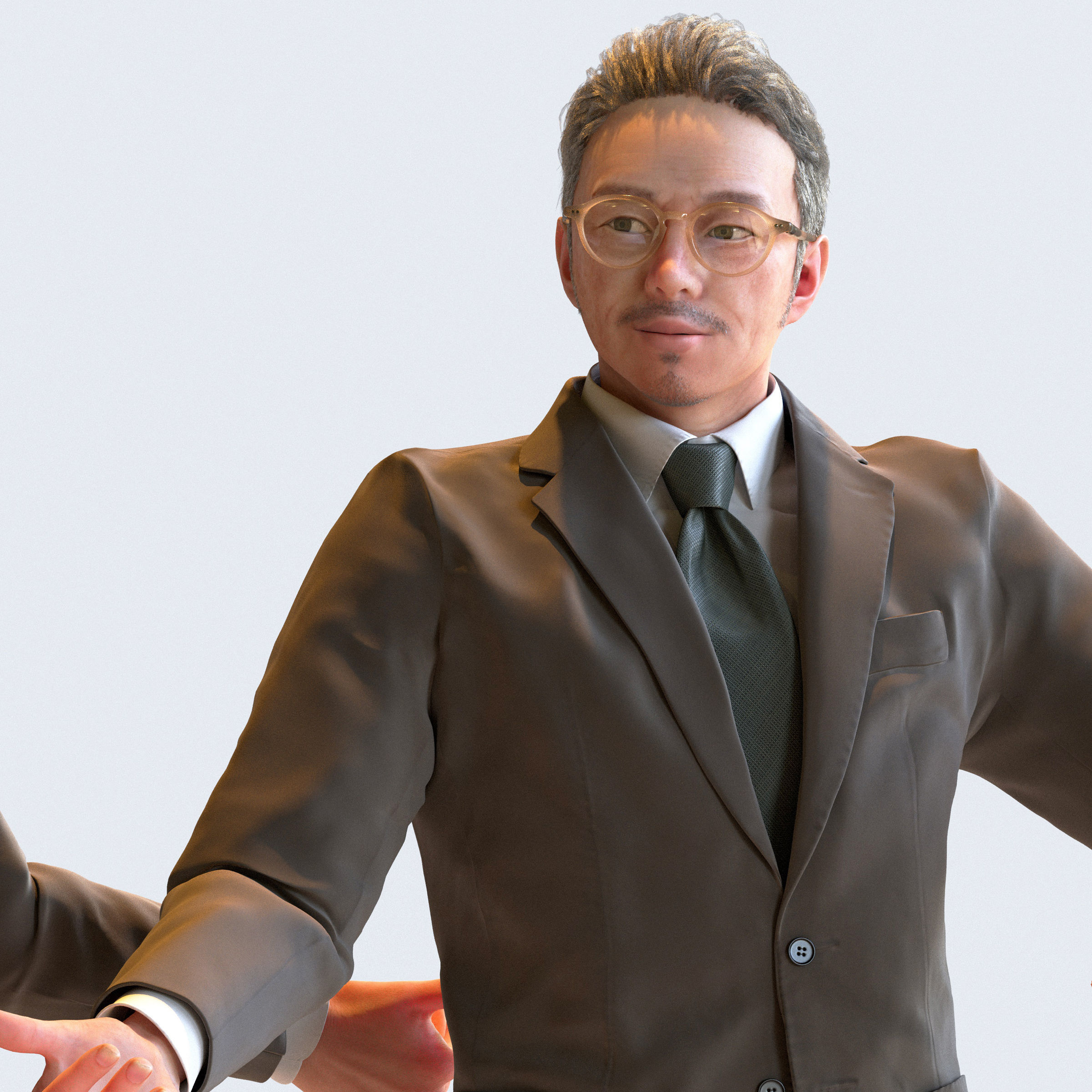 Posed Asian Business Man - 5 Pack 4 - B1-M4G 3D model_10