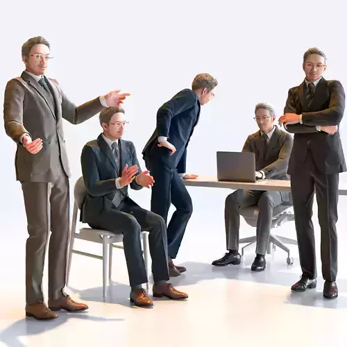 Posed Asian Business Man - 5 Pack 4 - B1-M4G 3D model