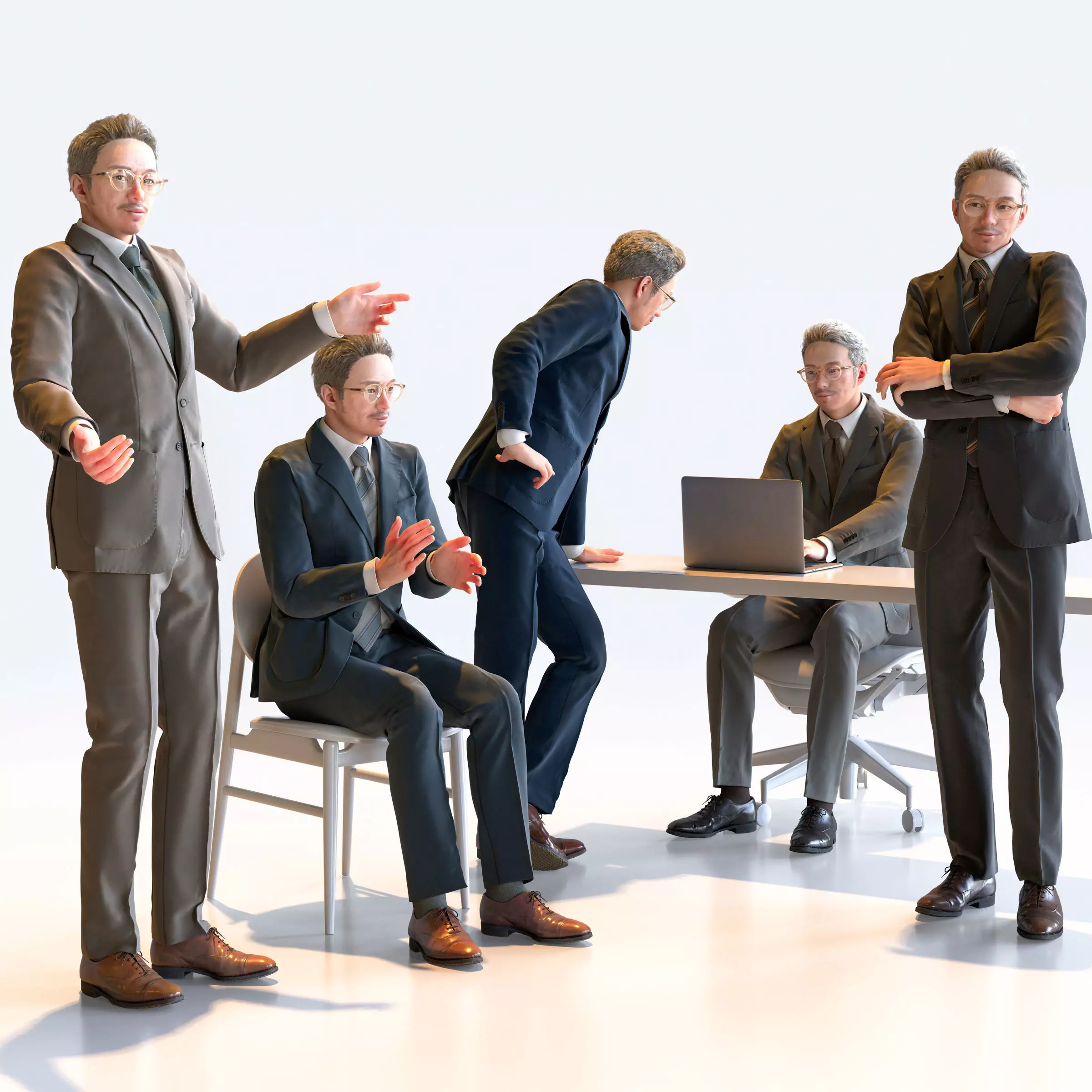 Posed Asian Business Man - 5 Pack 4 - B1-M4G 3D model_0