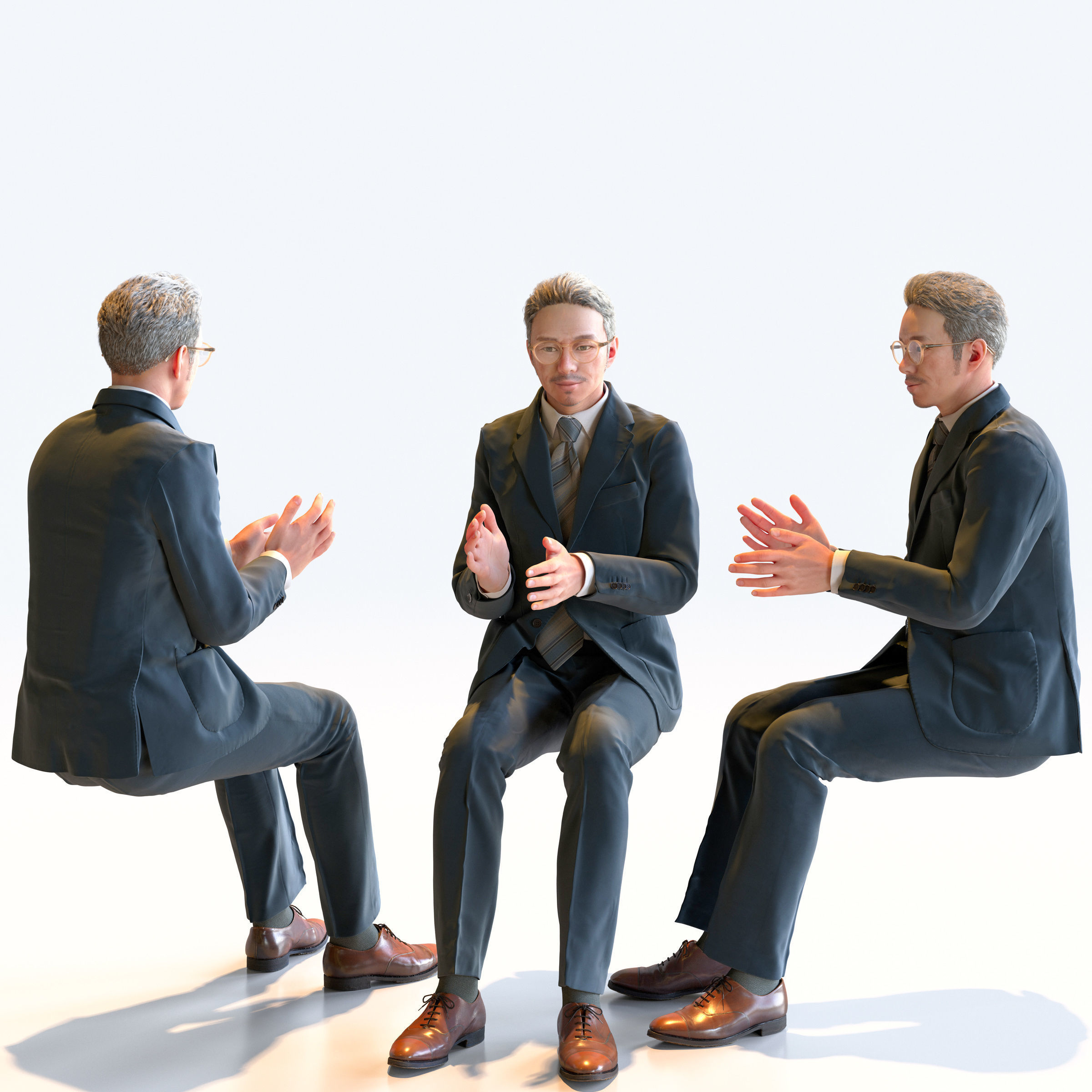 Posed Asian Business Man - 5 Pack 4 - B1-M4G 3D model_19
