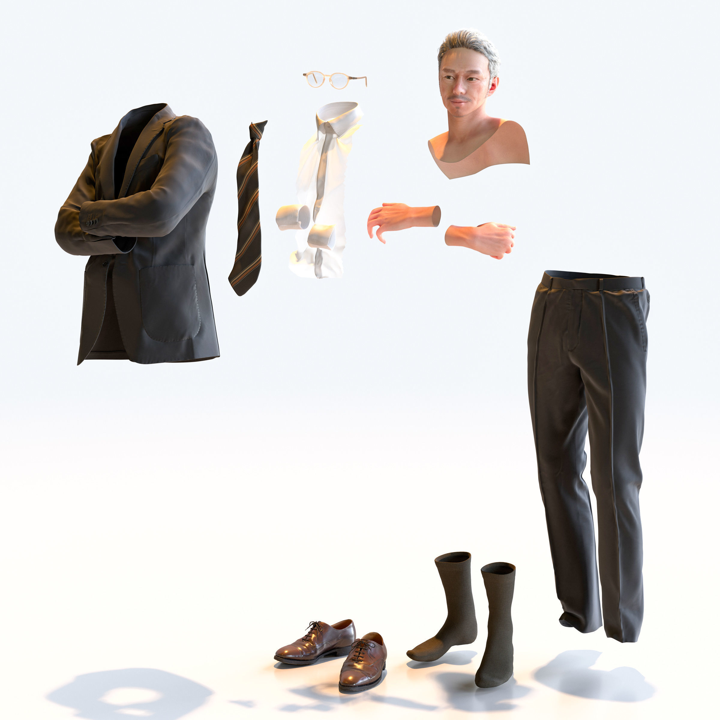 Posed Asian Business Man - 5 Pack 4 - B1-M4G 3D model_22