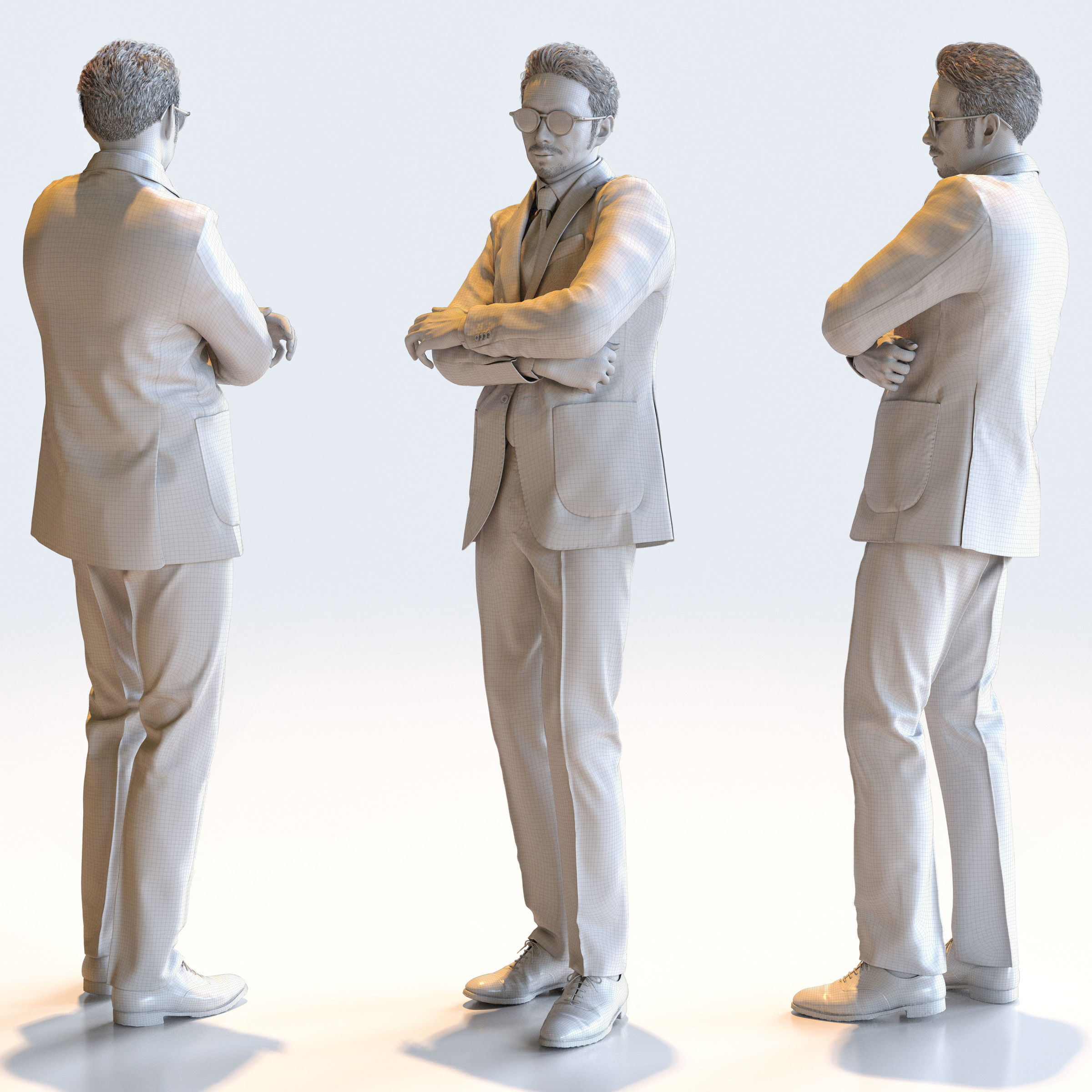 Posed Asian Business Man - 5 Pack 4 - B1-M4G 3D model_4