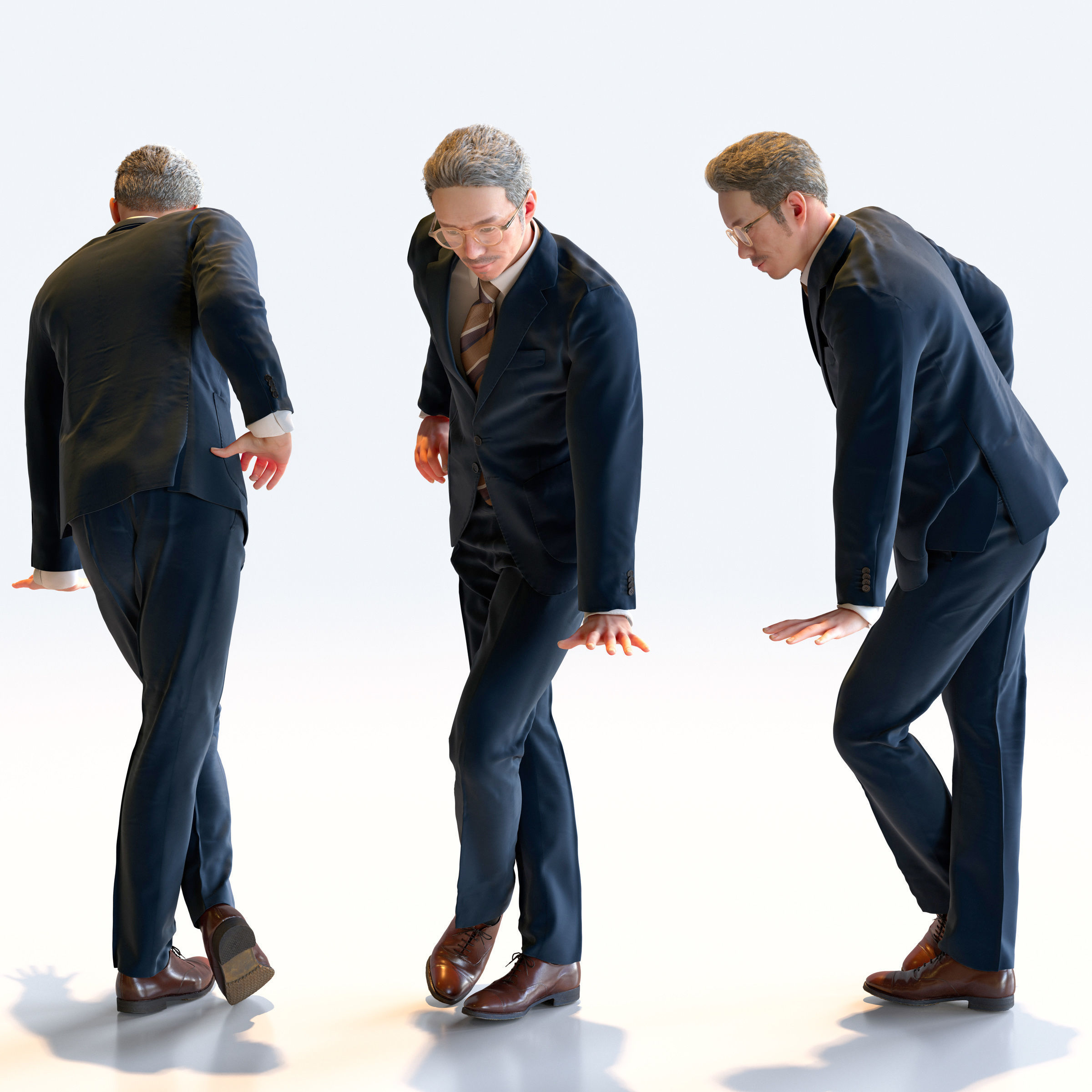 Posed Asian Business Man - 5 Pack 4 - B1-M4G 3D model_7