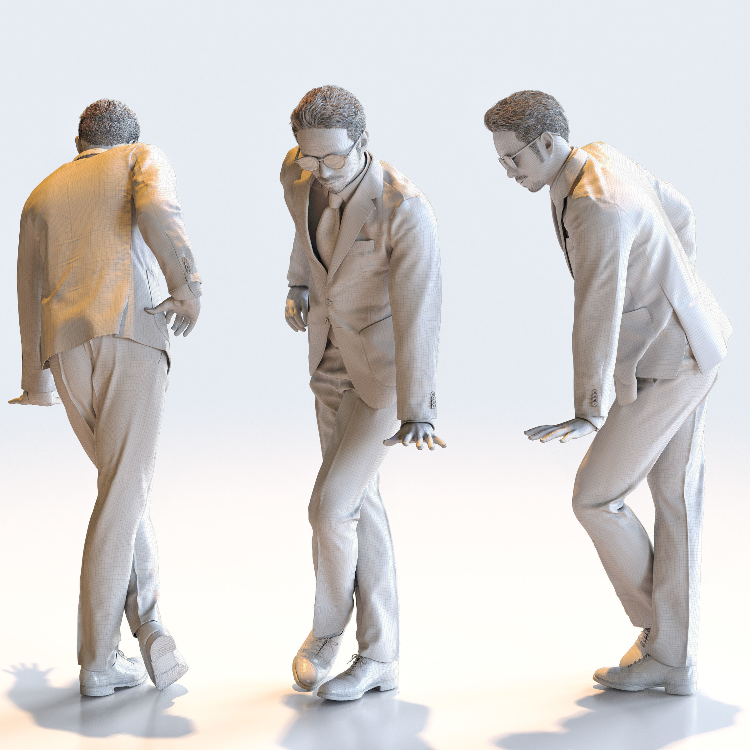 Posed Asian Business Man - 5 Pack 4 - B1-M4G 3D model_8