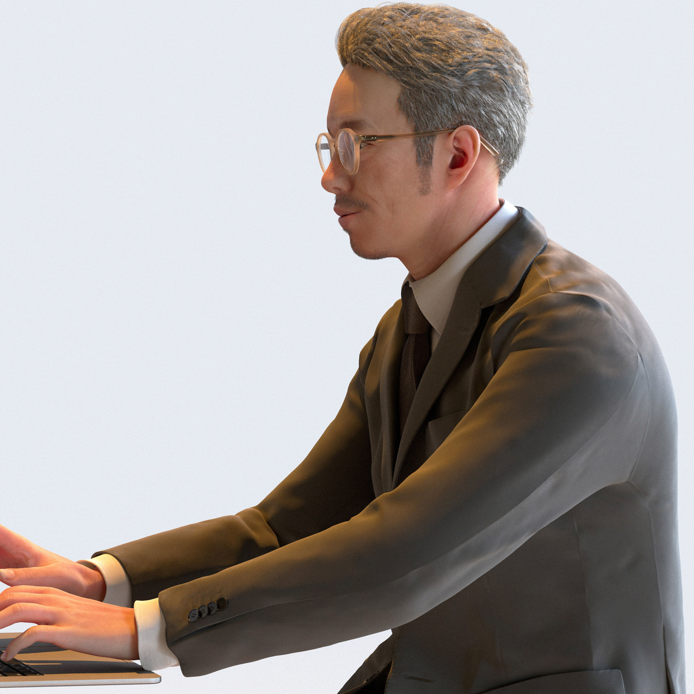 Posed Asian Business Man - 5 Pack 4 - B1-M4G 3D model_14