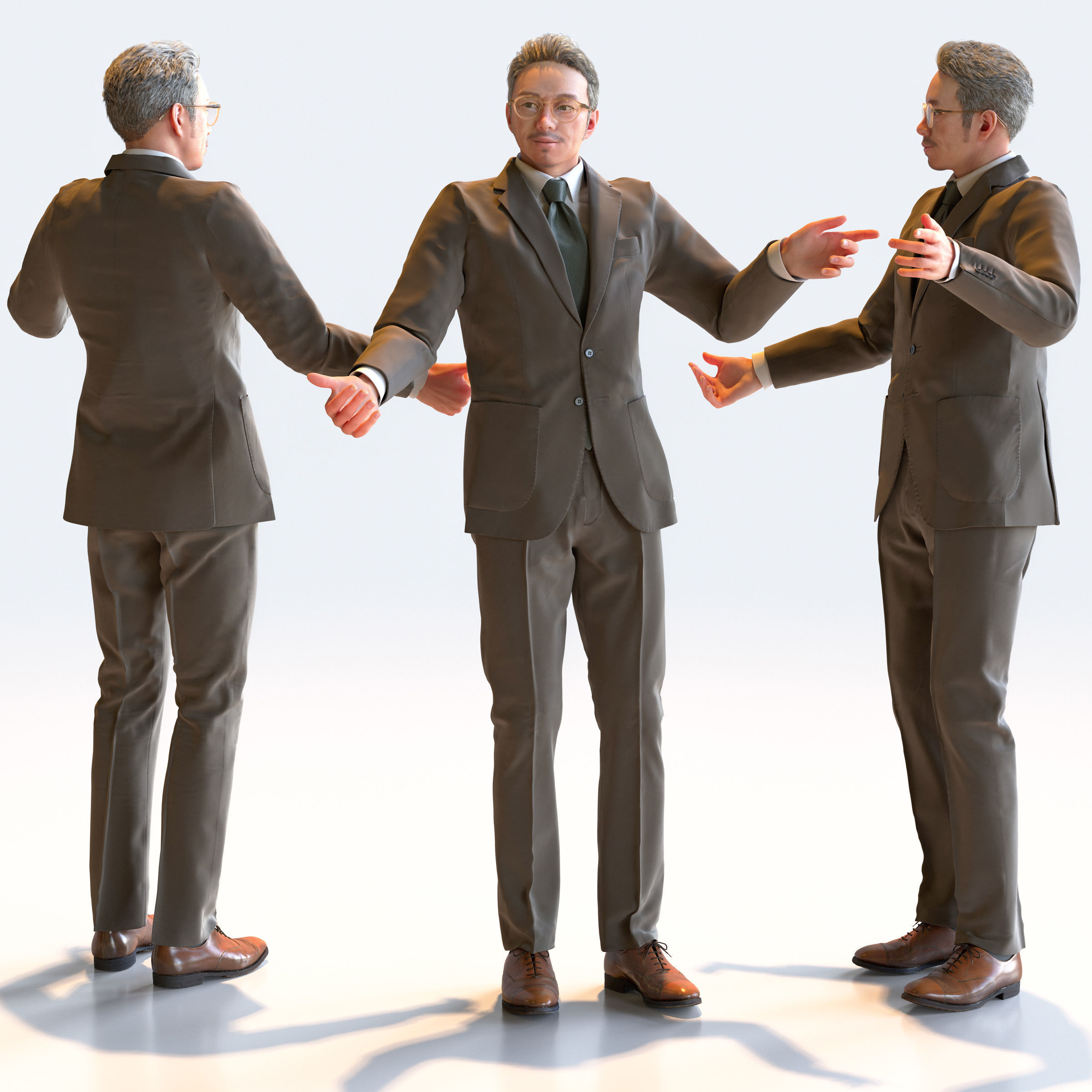 Posed Asian Business Man - 5 Pack 4 - B1-M4G 3D model_11