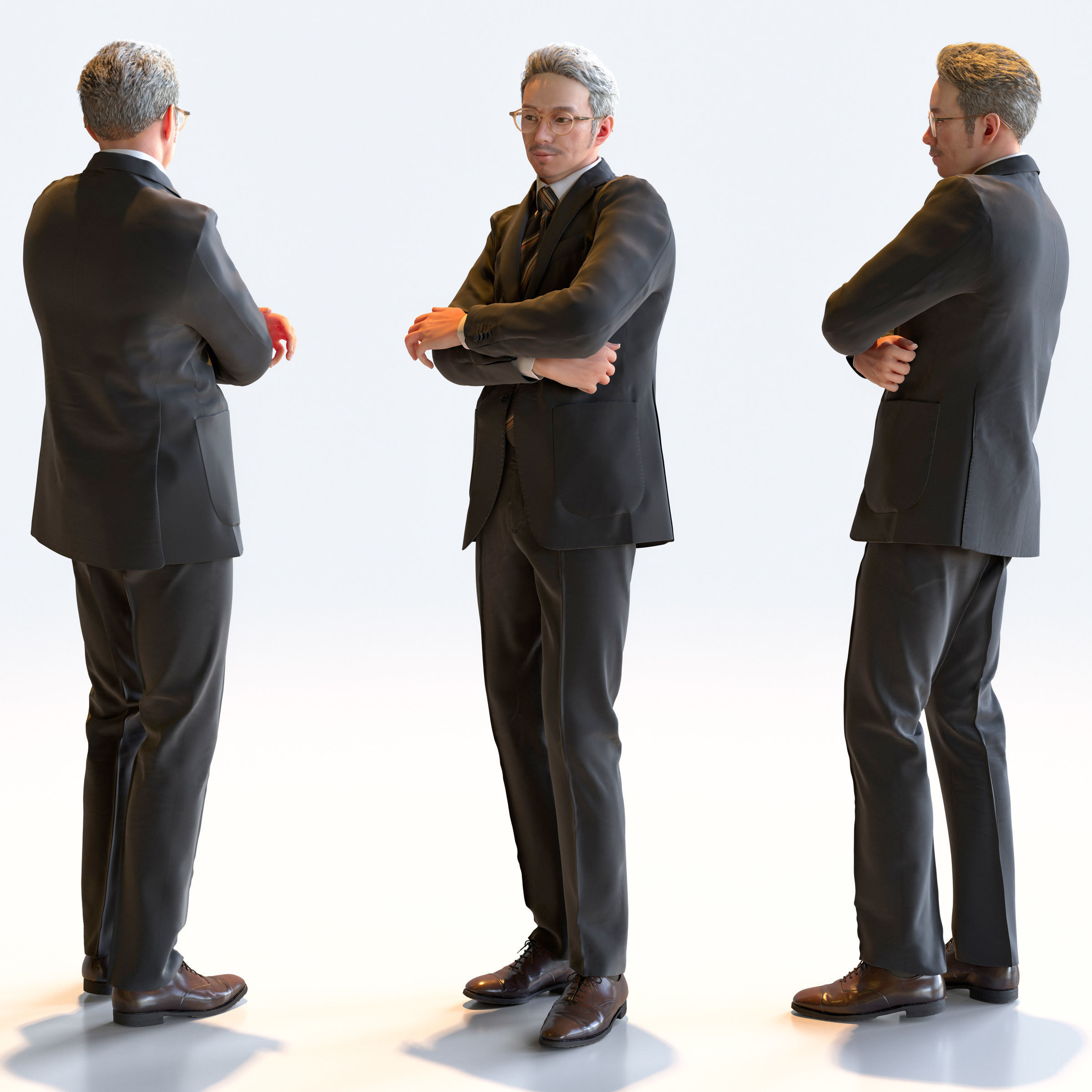 Posed Asian Business Man - 5 Pack 4 - B1-M4G 3D model_3