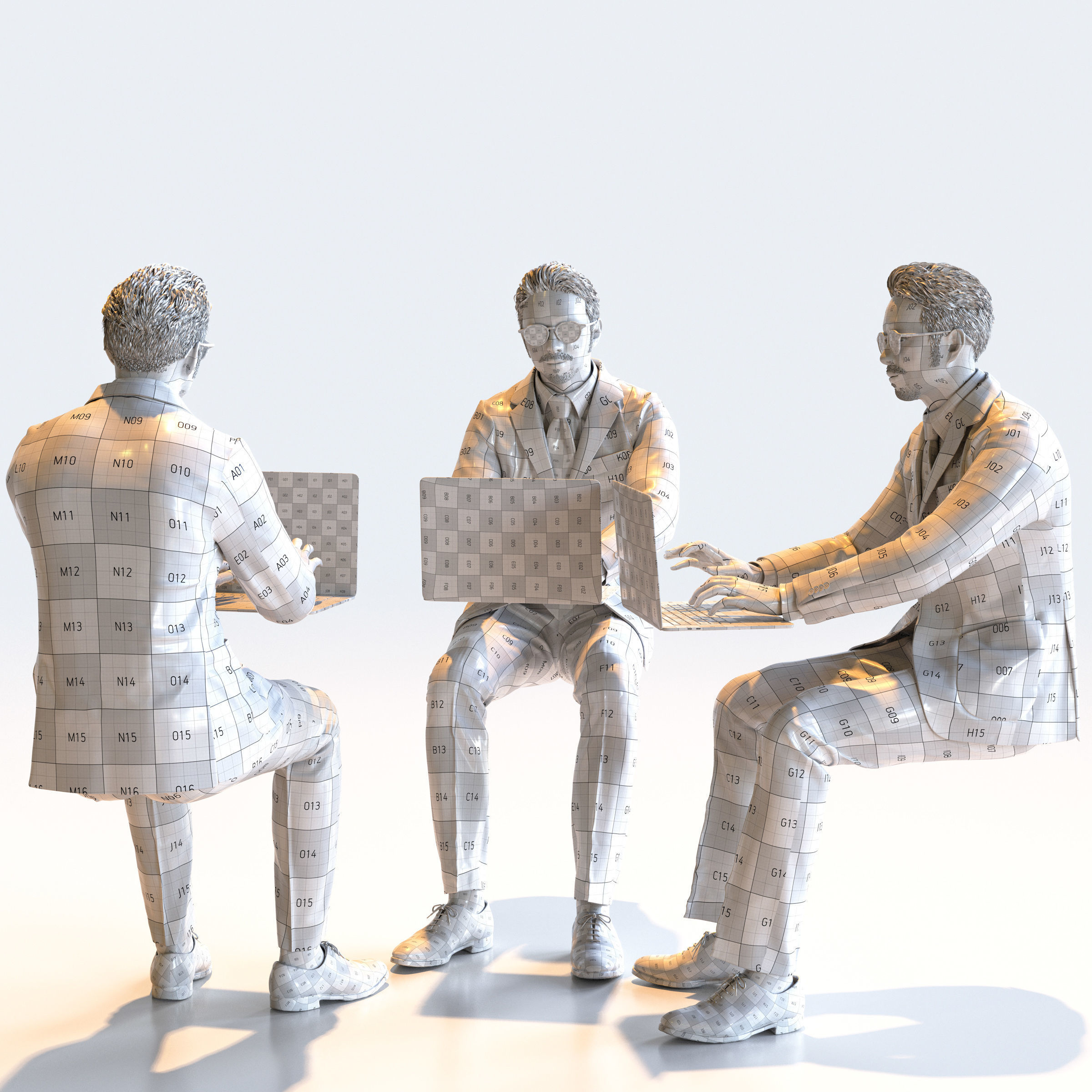 Posed Asian Business Man - 5 Pack 4 - B1-M4G 3D model_17