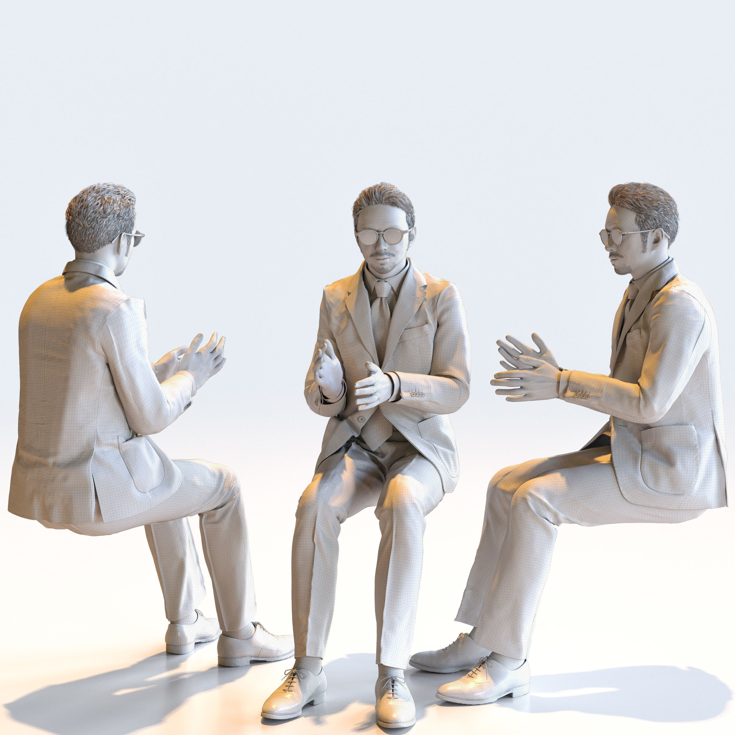 Posed Asian Business Man - 5 Pack 4 - B1-M4G 3D model_20