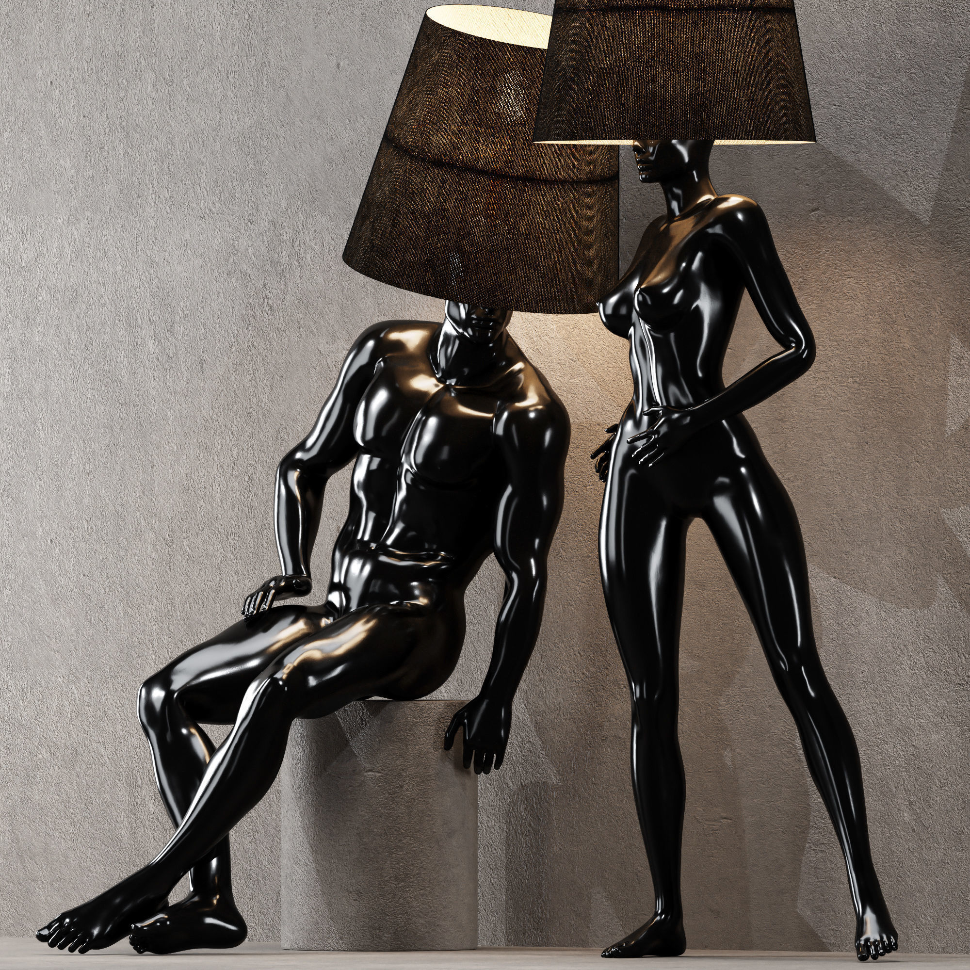 Hommer human lampshade Floor lamp Collection Pose01 3D model_4
