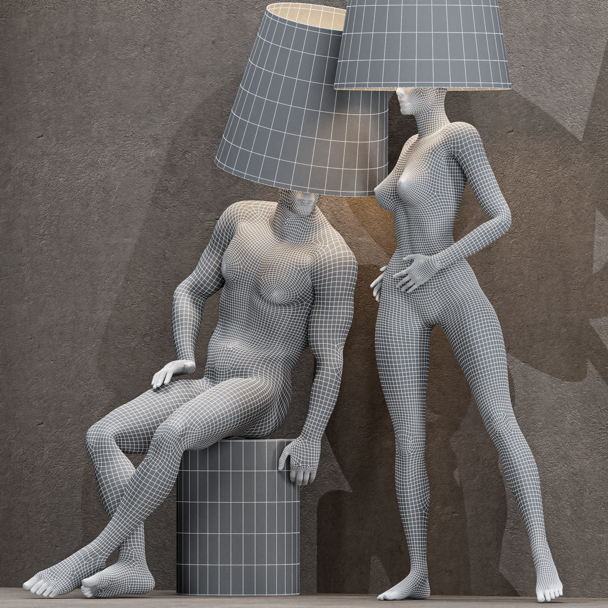 Hommer human lampshade Floor lamp Collection Pose01 3D model_5