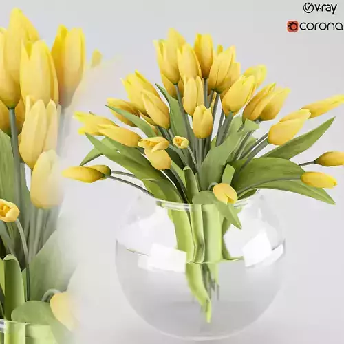 Bouquet of yellow tulips 