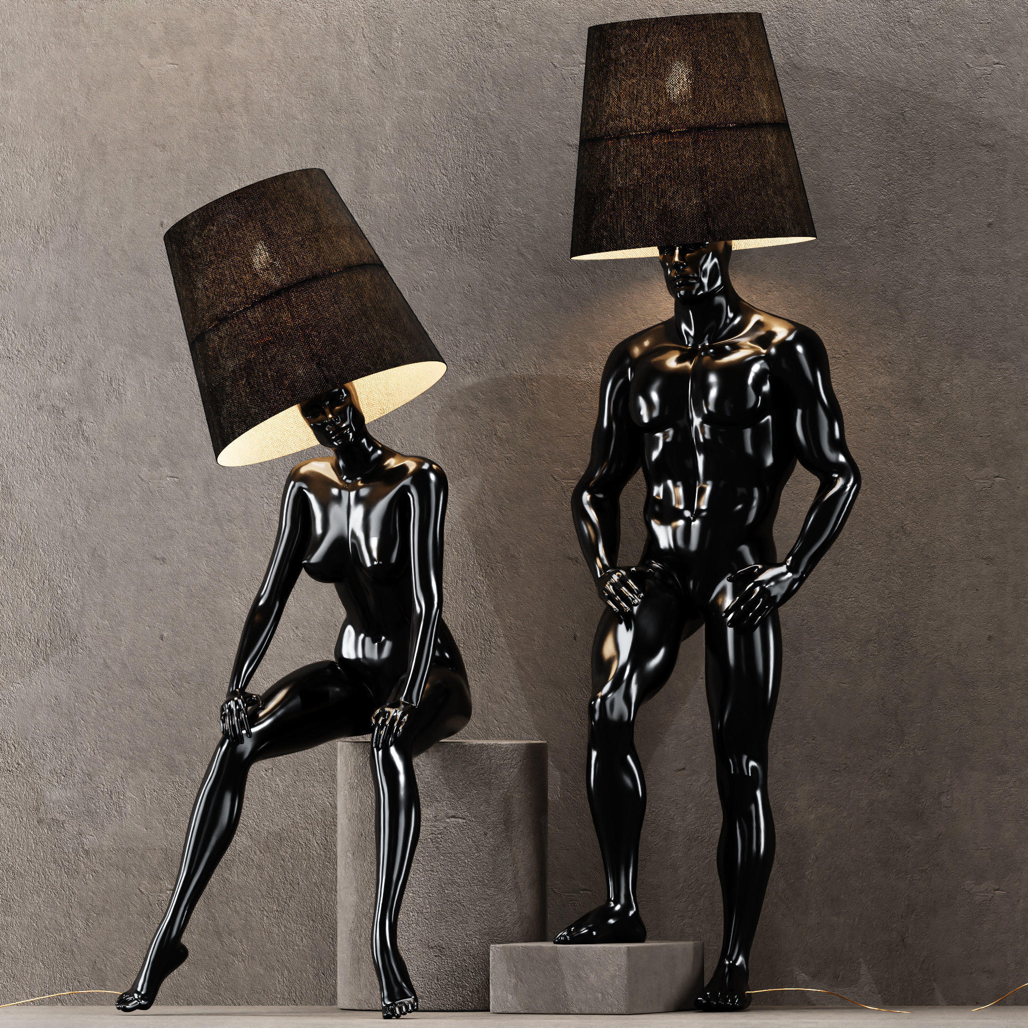Hommer human lampshade Floor lamp Collection Pose02 3D model_3