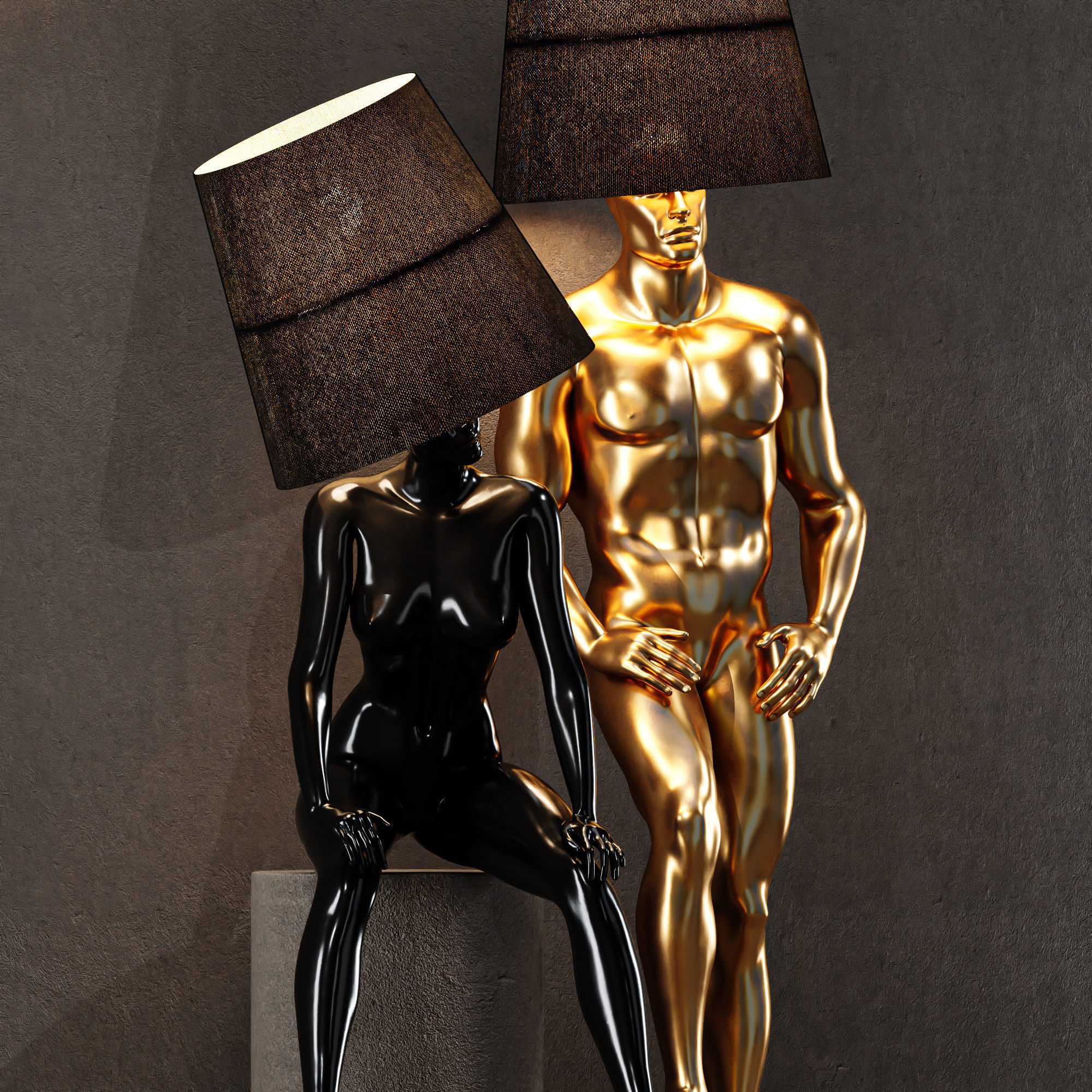 Hommer human lampshade Floor lamp Collection Pose02 3D model_4