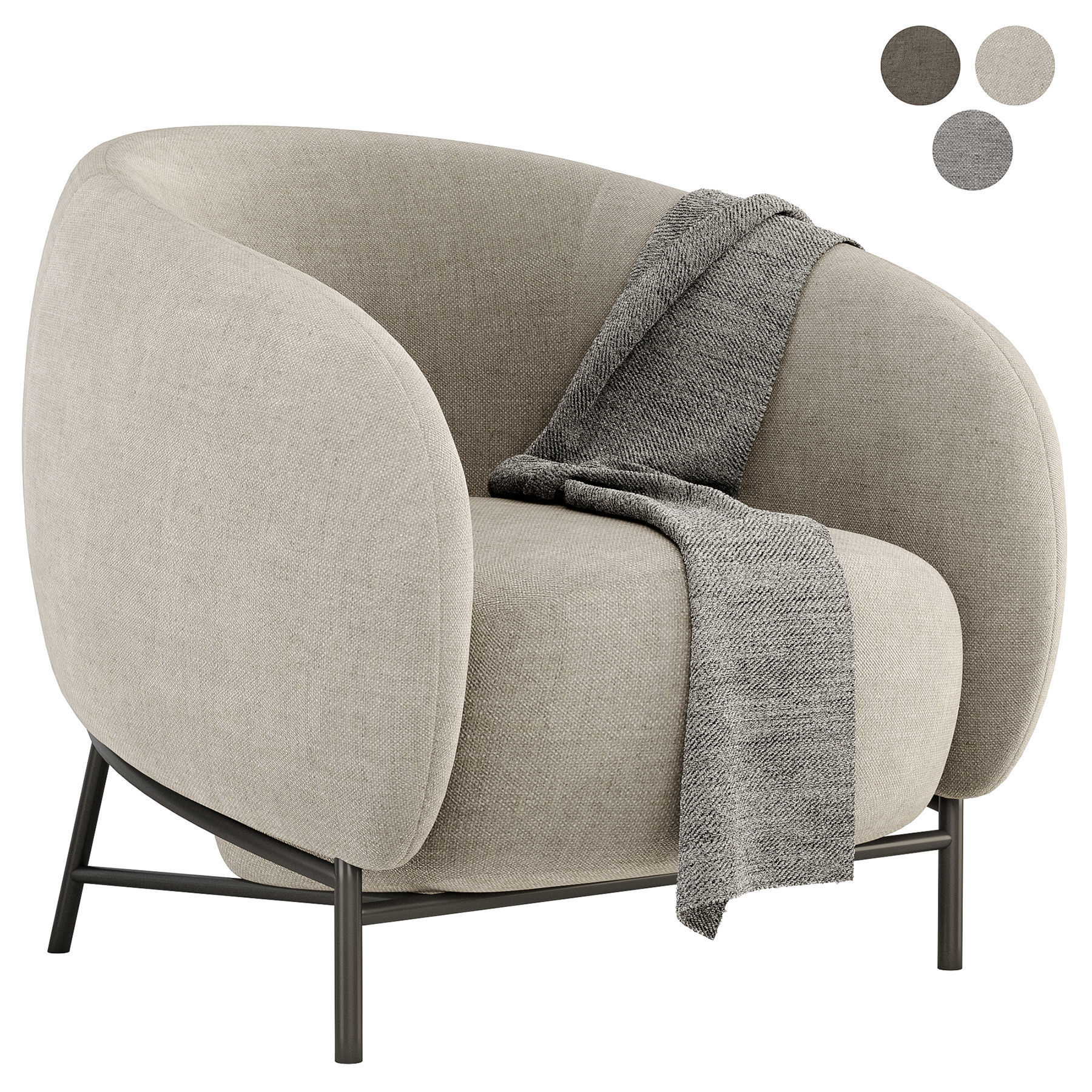 8 Armchair lounge with metal legs 3D Model Collection_18