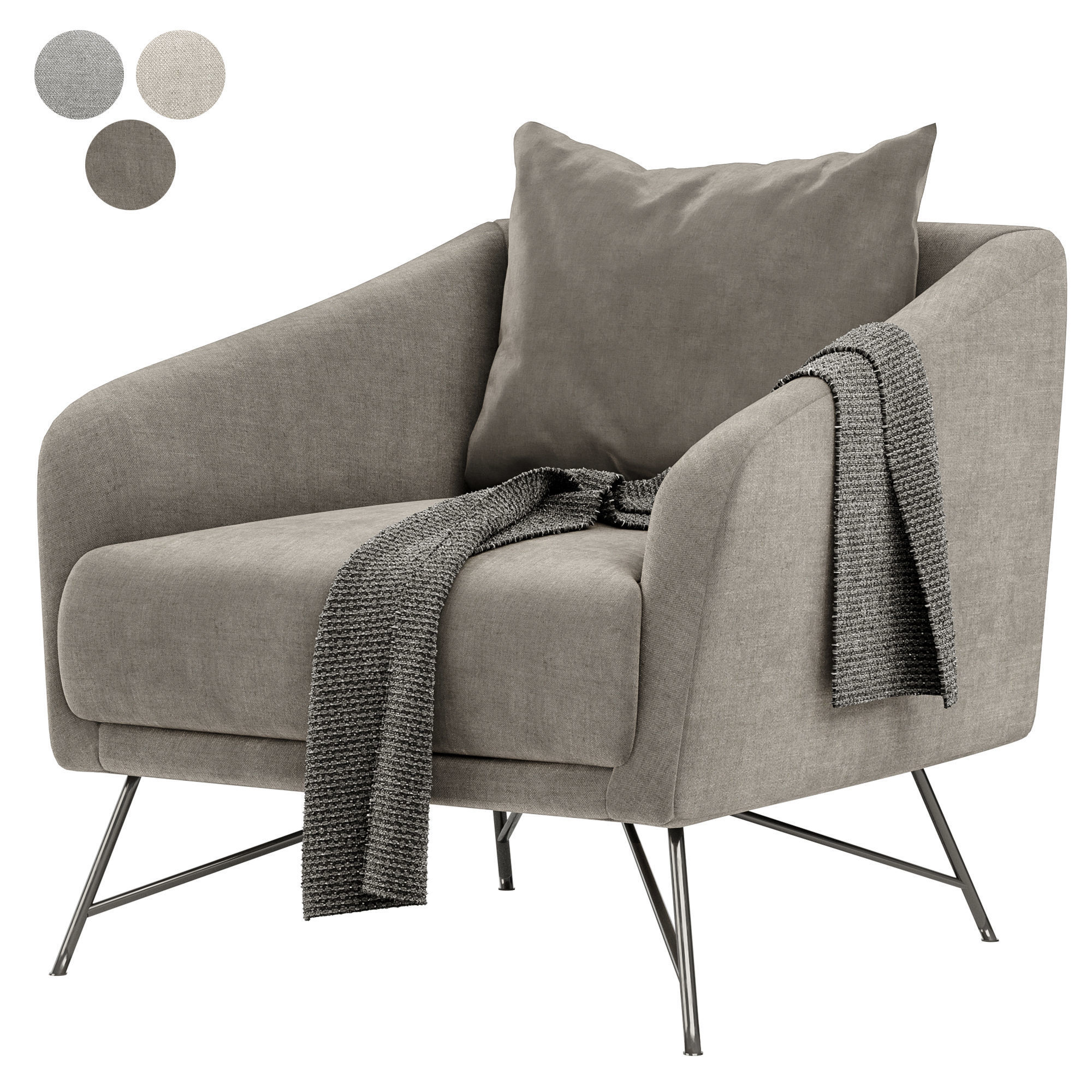 8 Armchair lounge with metal legs 3D Model Collection_13
