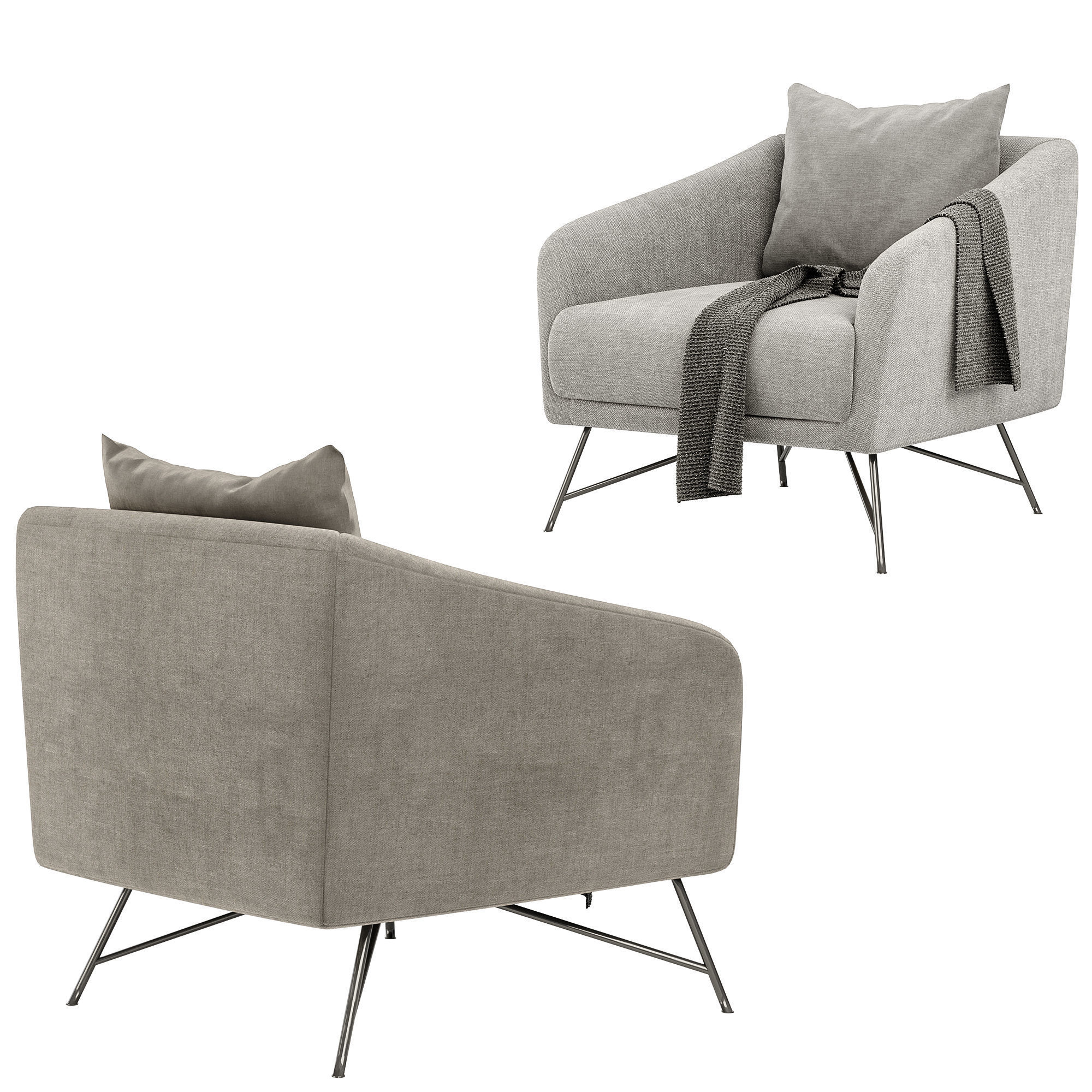 8 Armchair lounge with metal legs 3D Model Collection_9