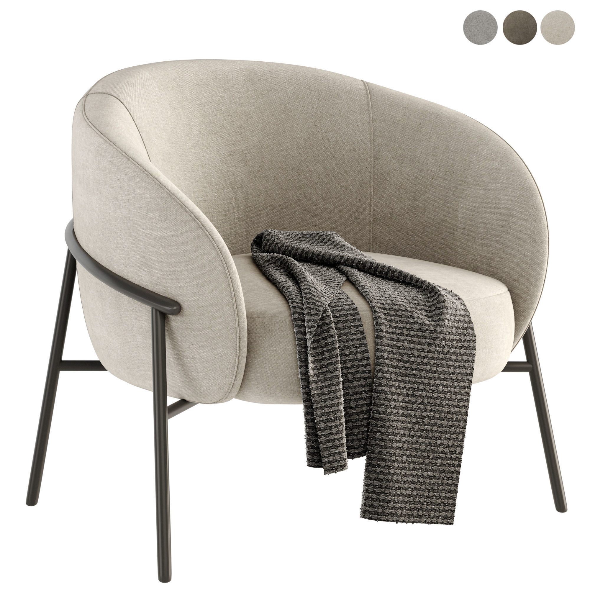 8 Armchair lounge with metal legs 3D Model Collection_28