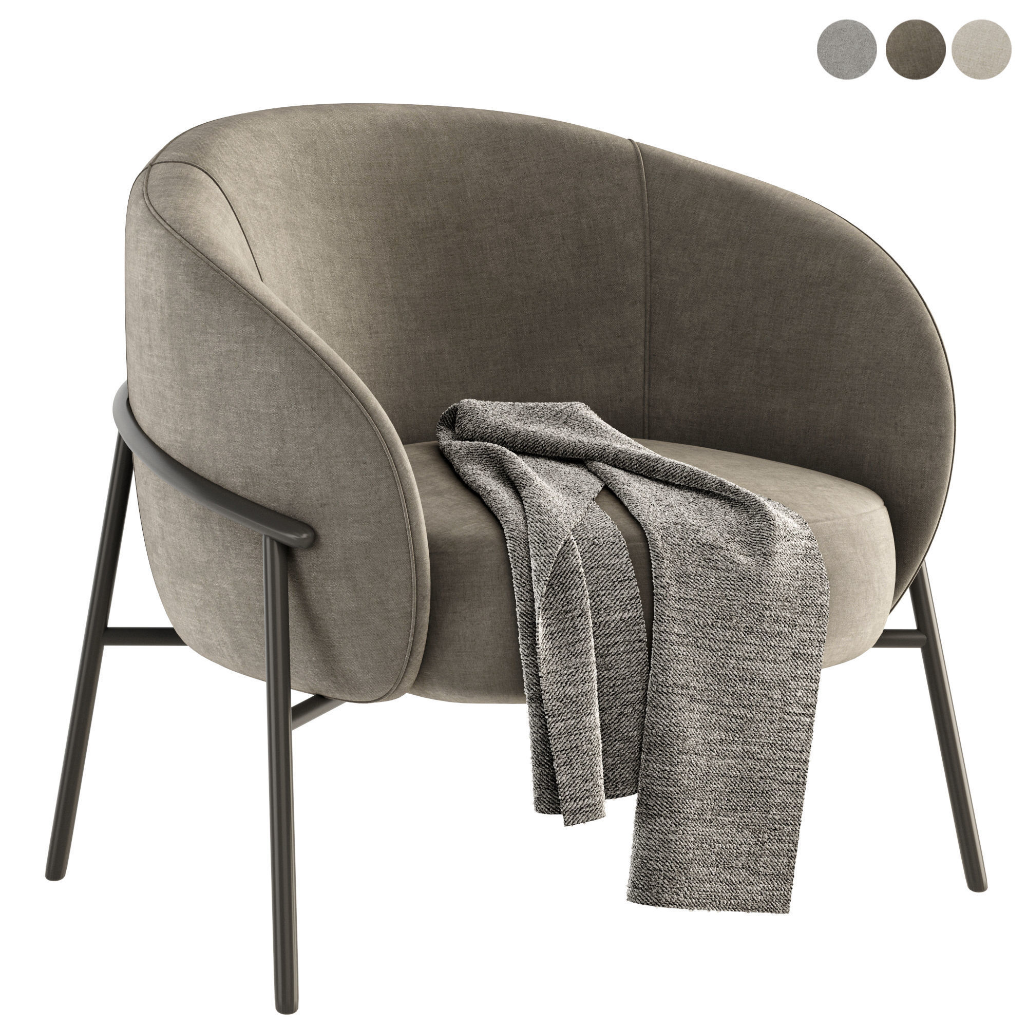 8 Armchair lounge with metal legs 3D Model Collection_32
