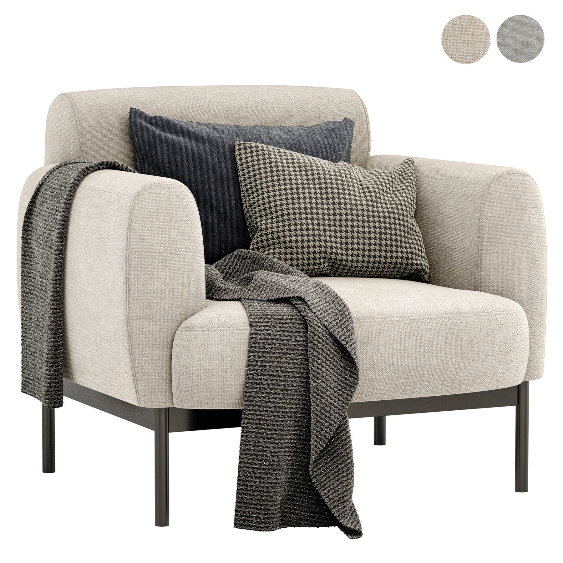 8 Armchair lounge with metal legs 3D Model Collection_25