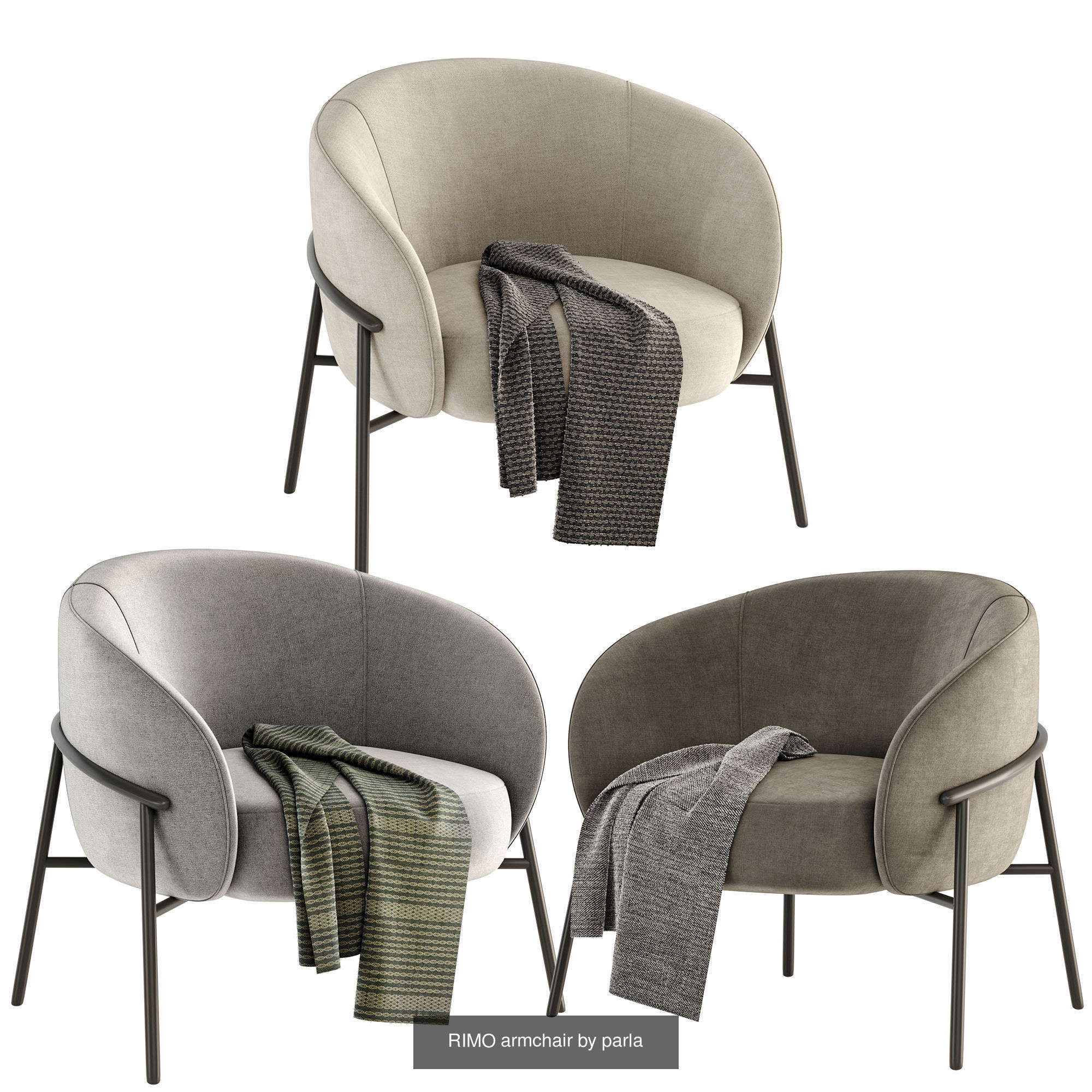 8 Armchair lounge with metal legs 3D Model Collection_1