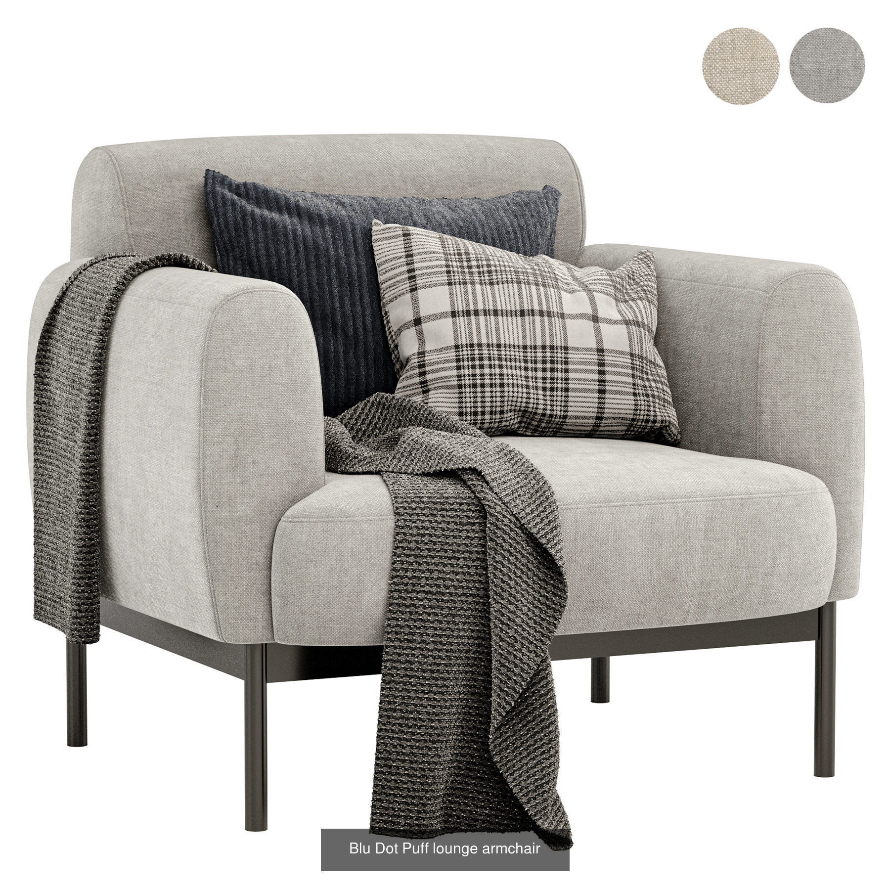 8 Armchair lounge with metal legs 3D Model Collection_6