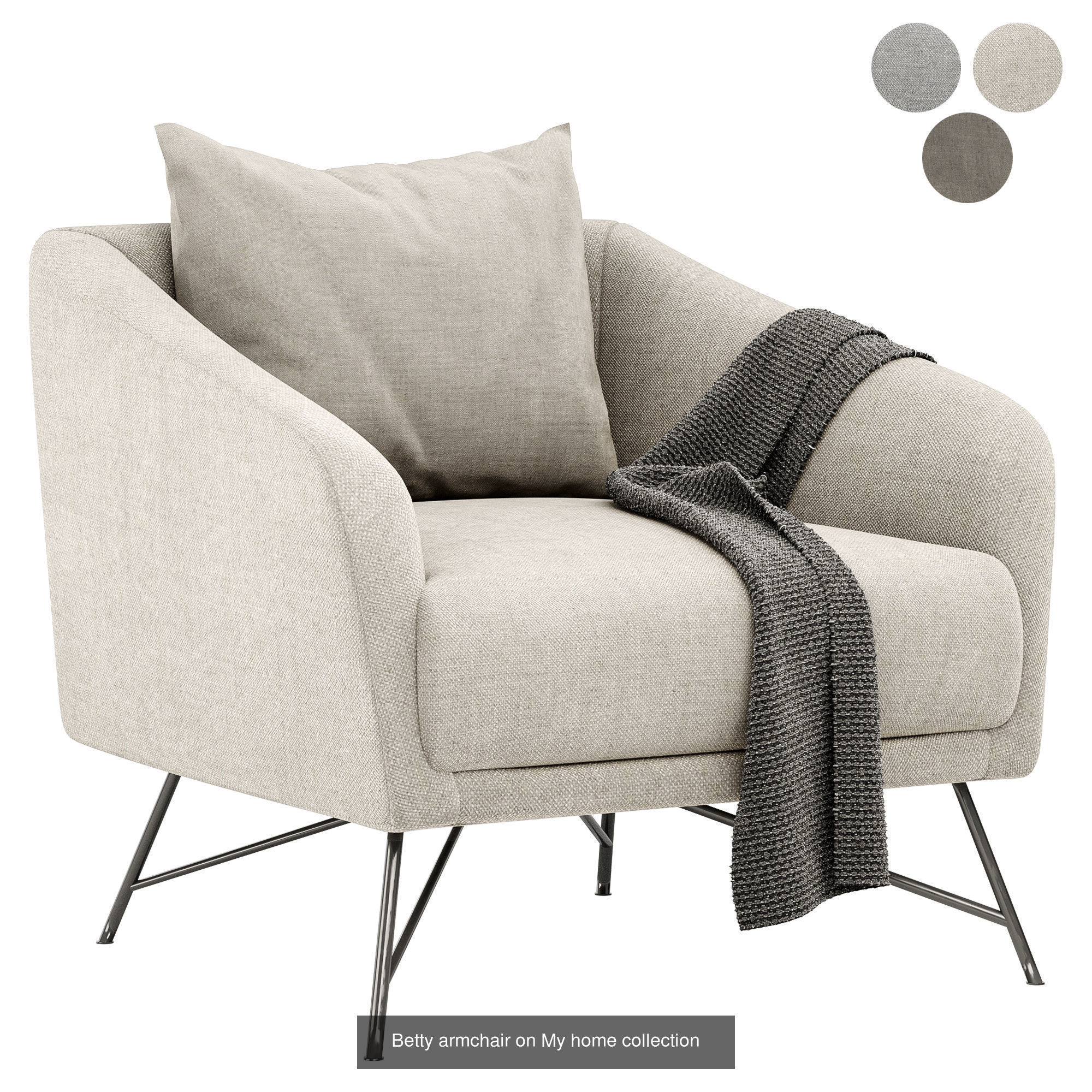 8 Armchair lounge with metal legs 3D Model Collection_8