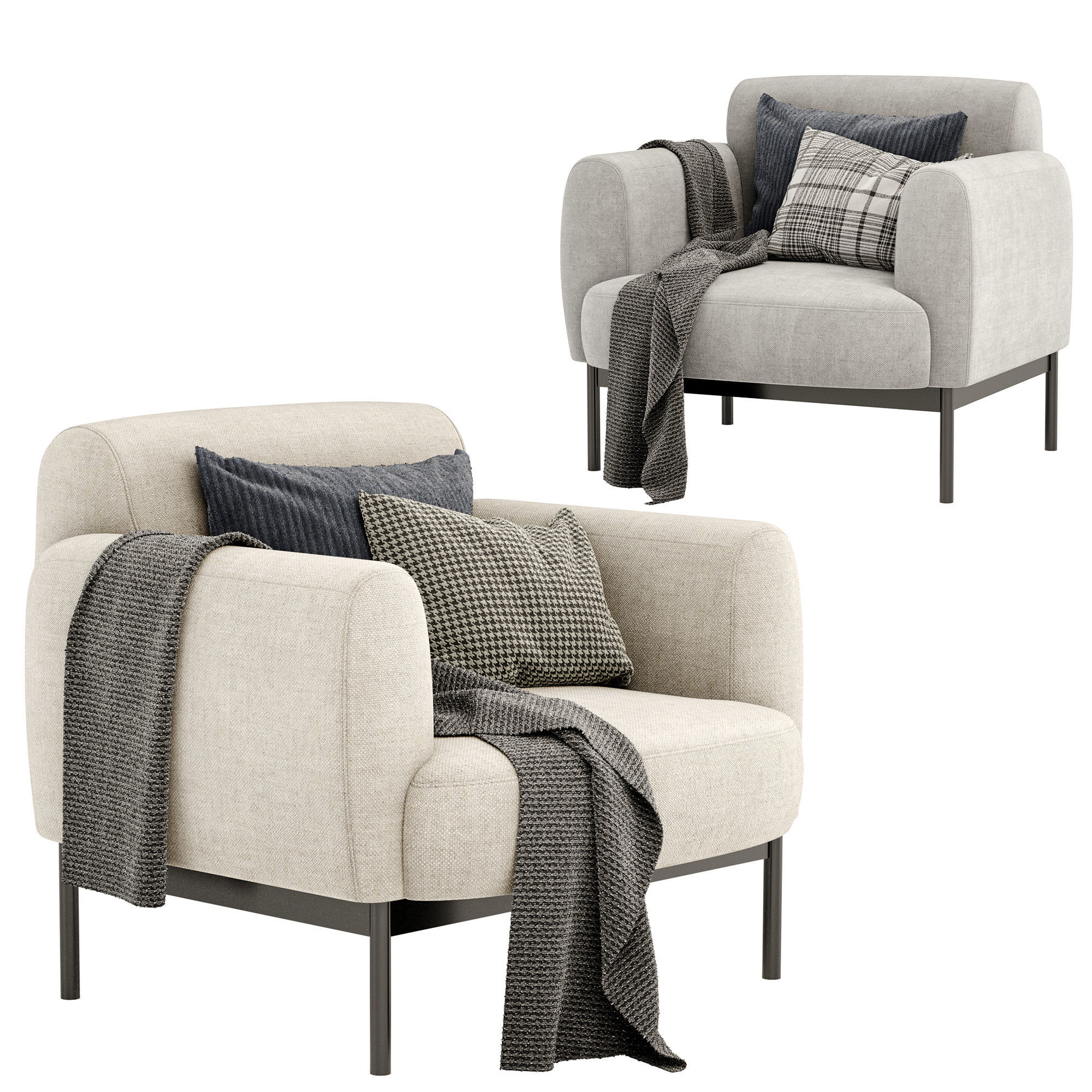 8 Armchair lounge with metal legs 3D Model Collection_26