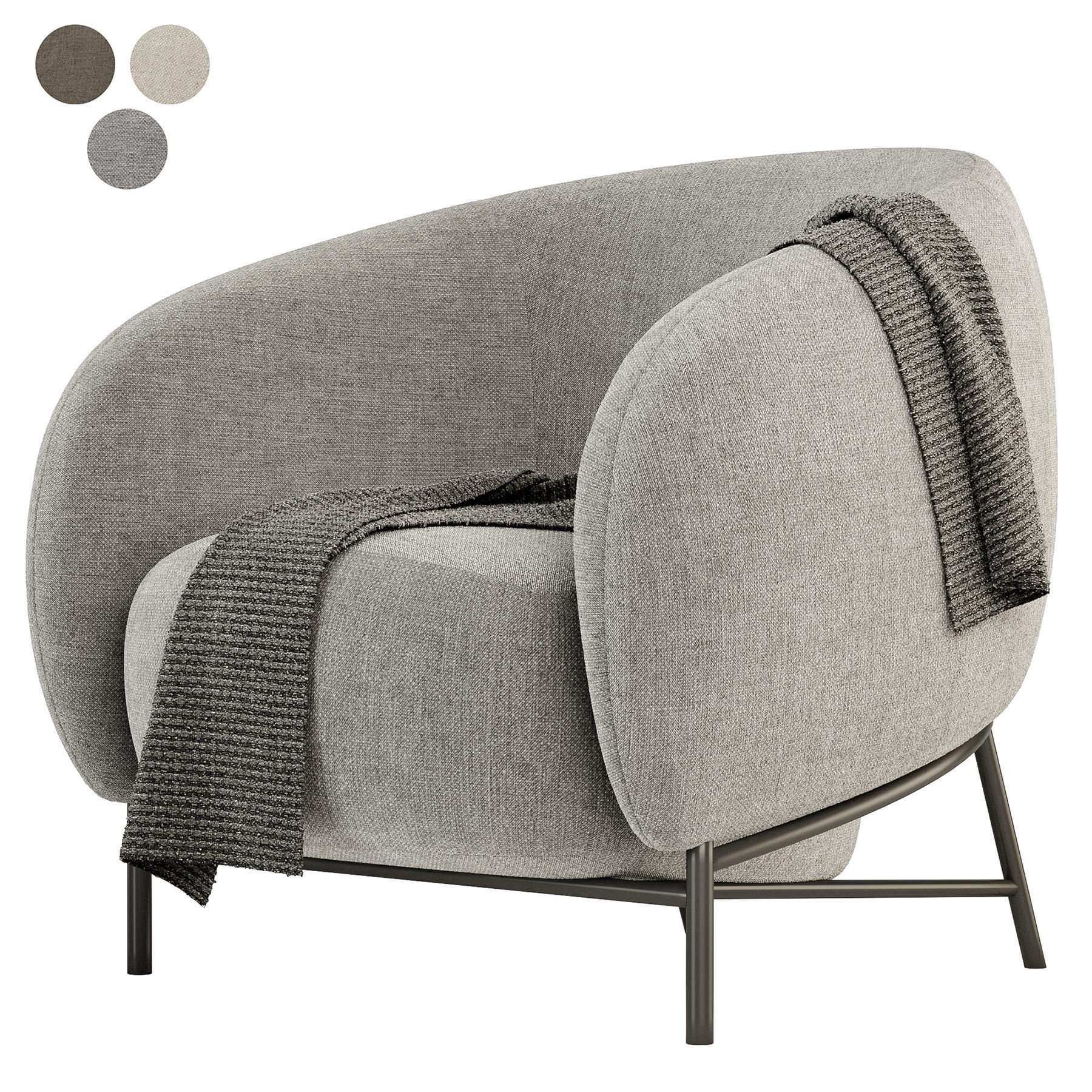 8 Armchair lounge with metal legs 3D Model Collection_19