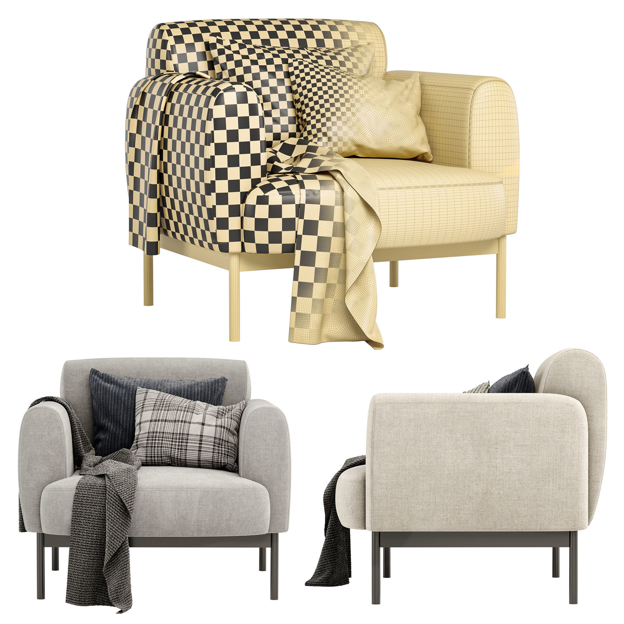 8 Armchair lounge with metal legs 3D Model Collection_27