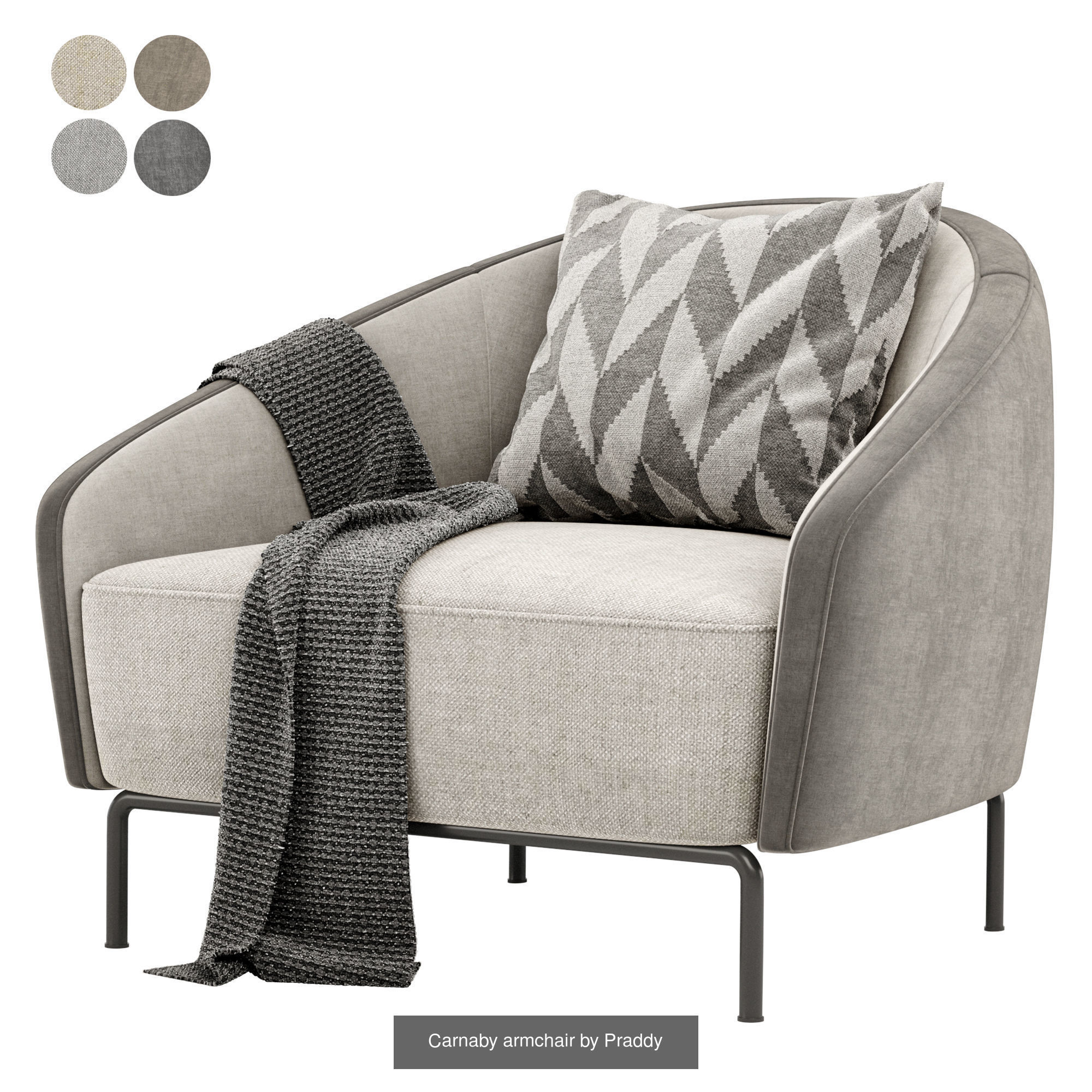 8 Armchair lounge with metal legs 3D Model Collection_7