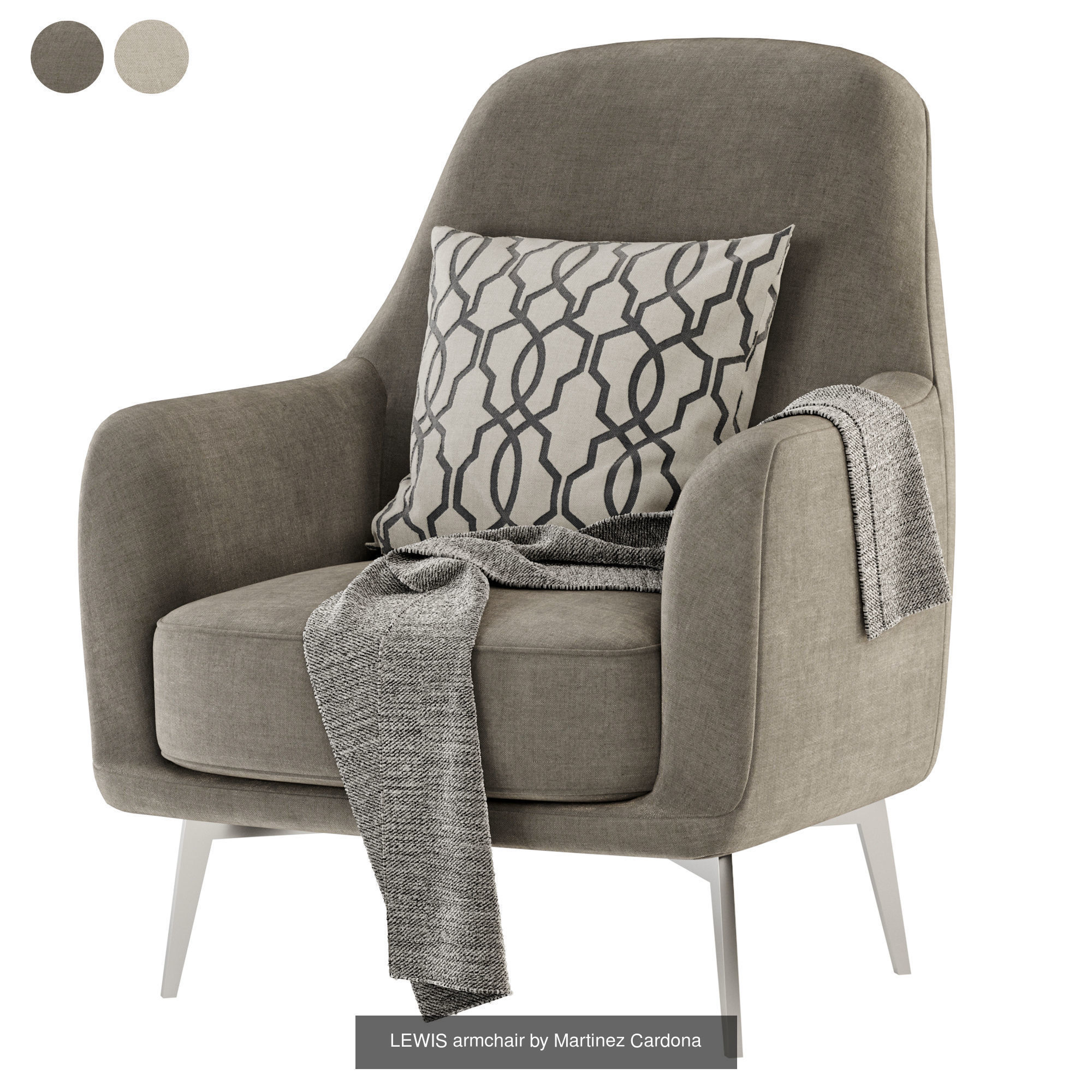 8 Armchair lounge with metal legs 3D Model Collection_2