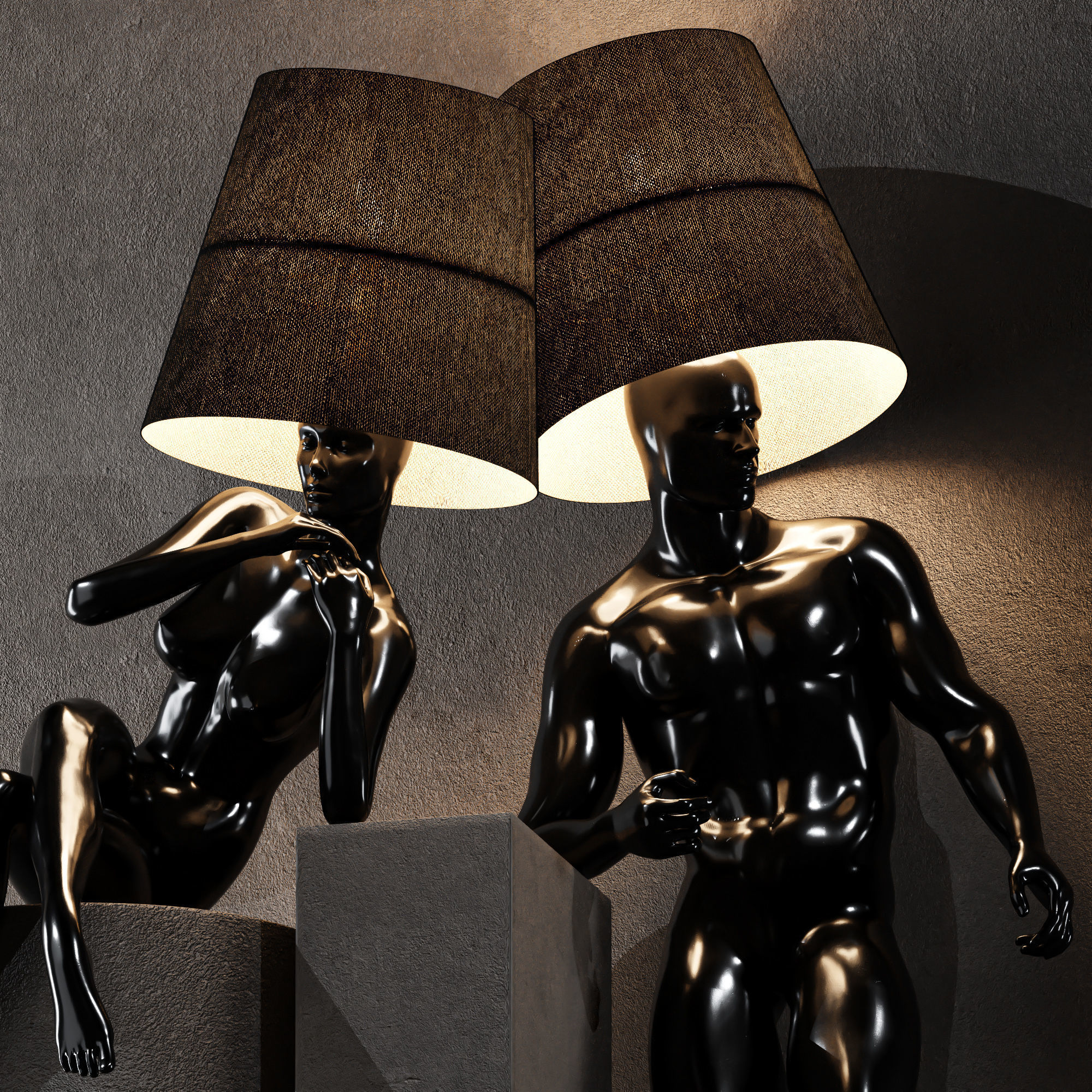 Hommer human lampshade Floor lamp Collection Pose05 3D model_4