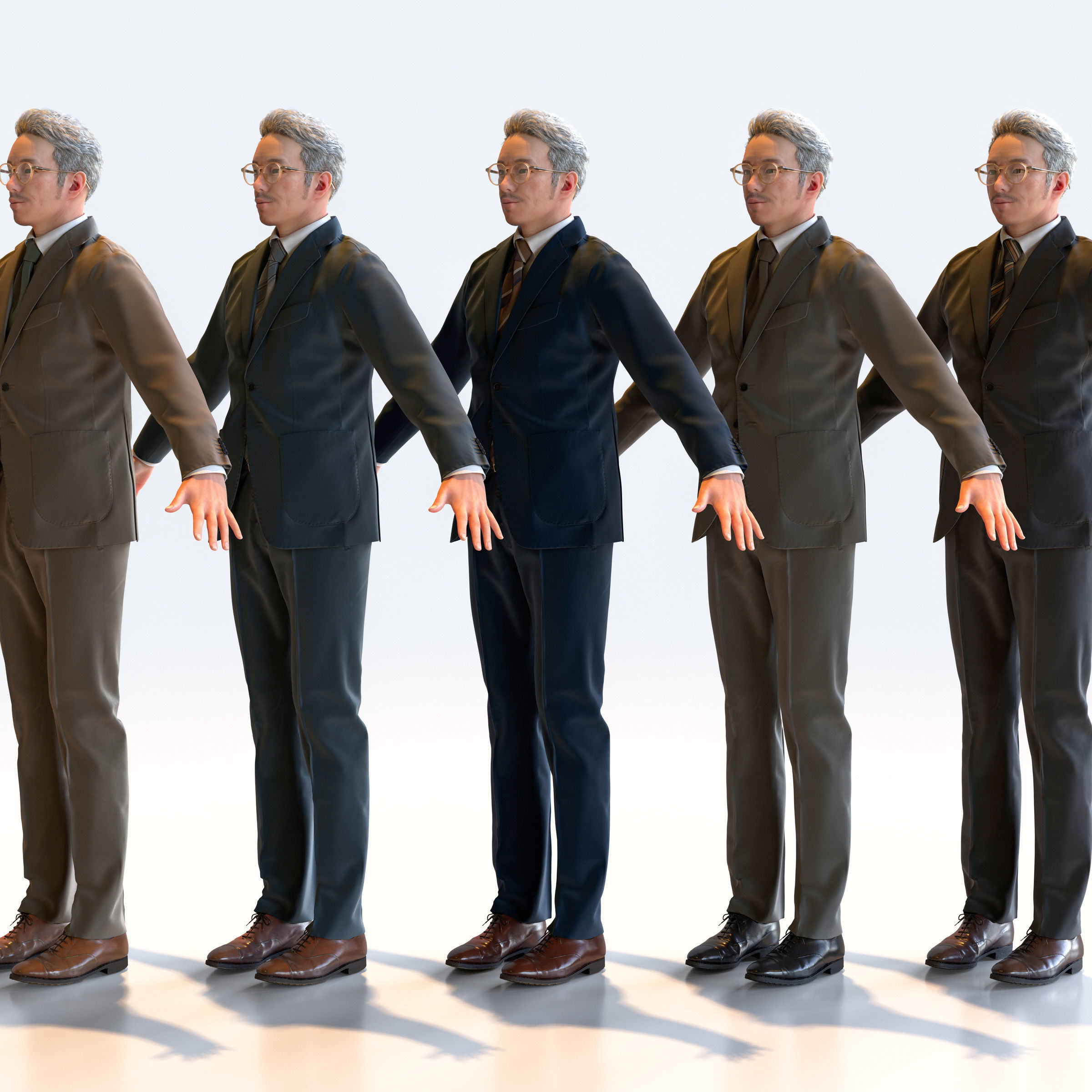 Asian Business Man in A-pose 4 - B1-M4G A 3D model_4