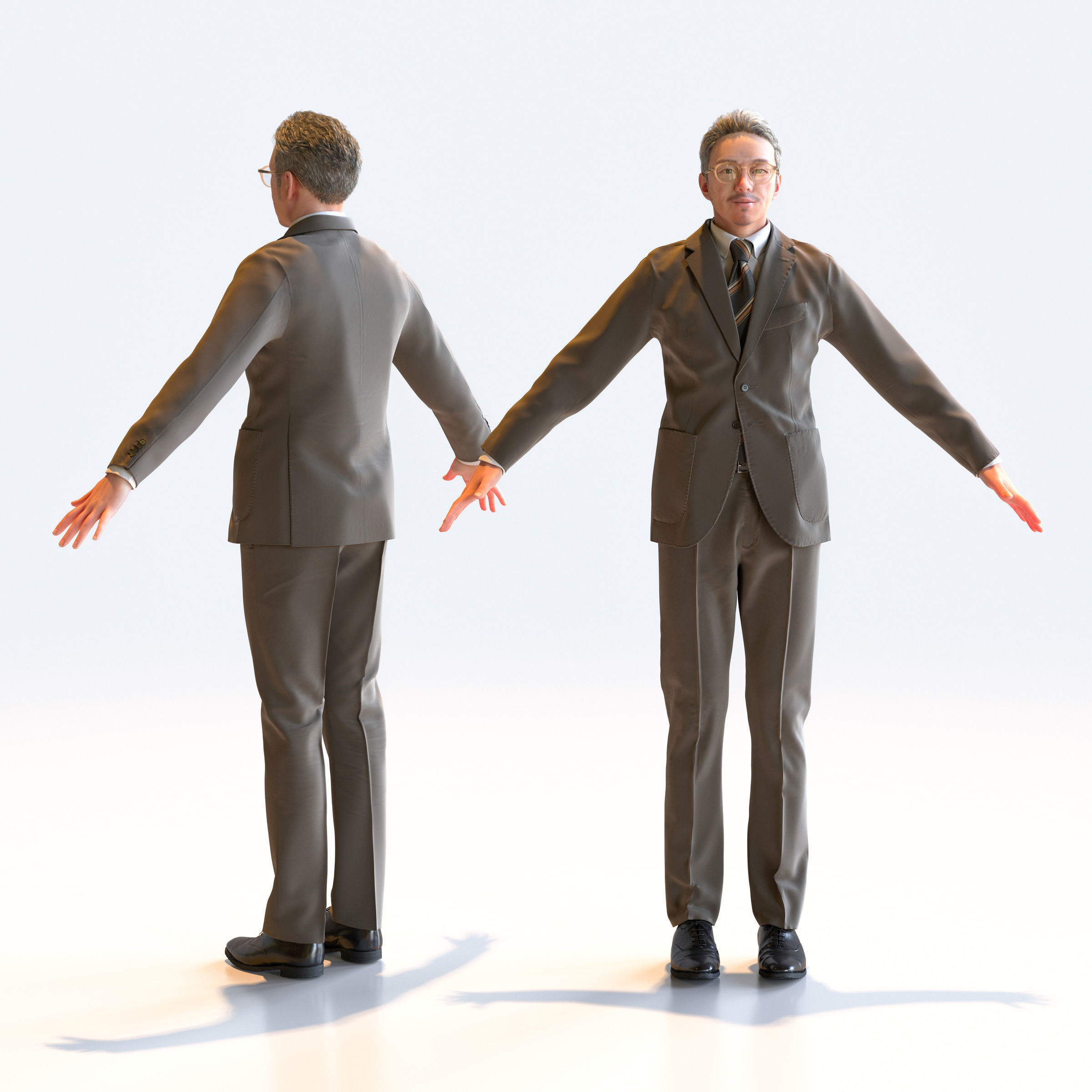 Asian Business Man in A-pose 4 - B1-M4G A 3D model_1