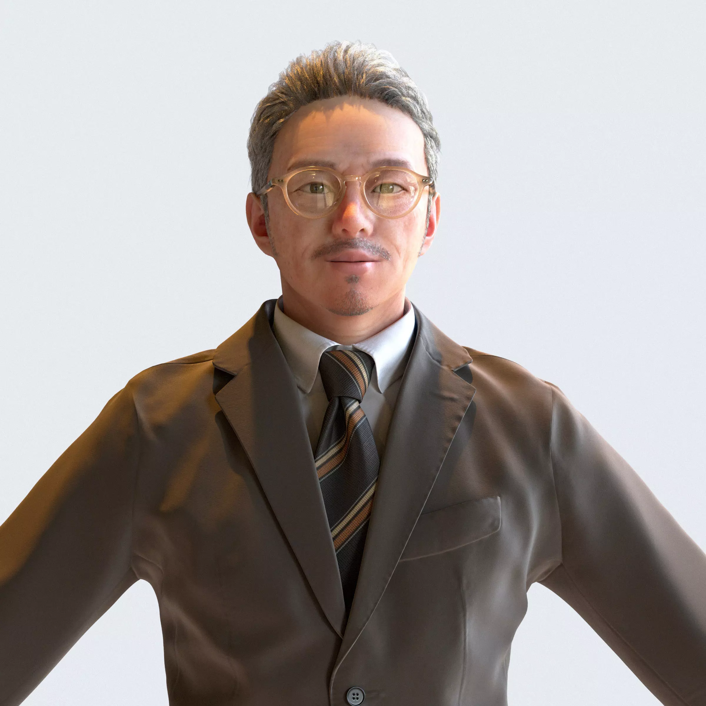 Asian Business Man in A-pose 4 - B1-M4G A 3D model_0