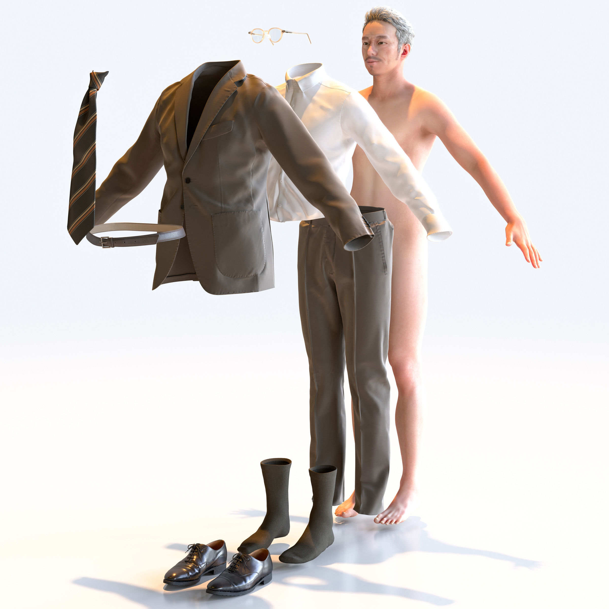 Asian Business Man in A-pose 4 - B1-M4G A 3D model_5