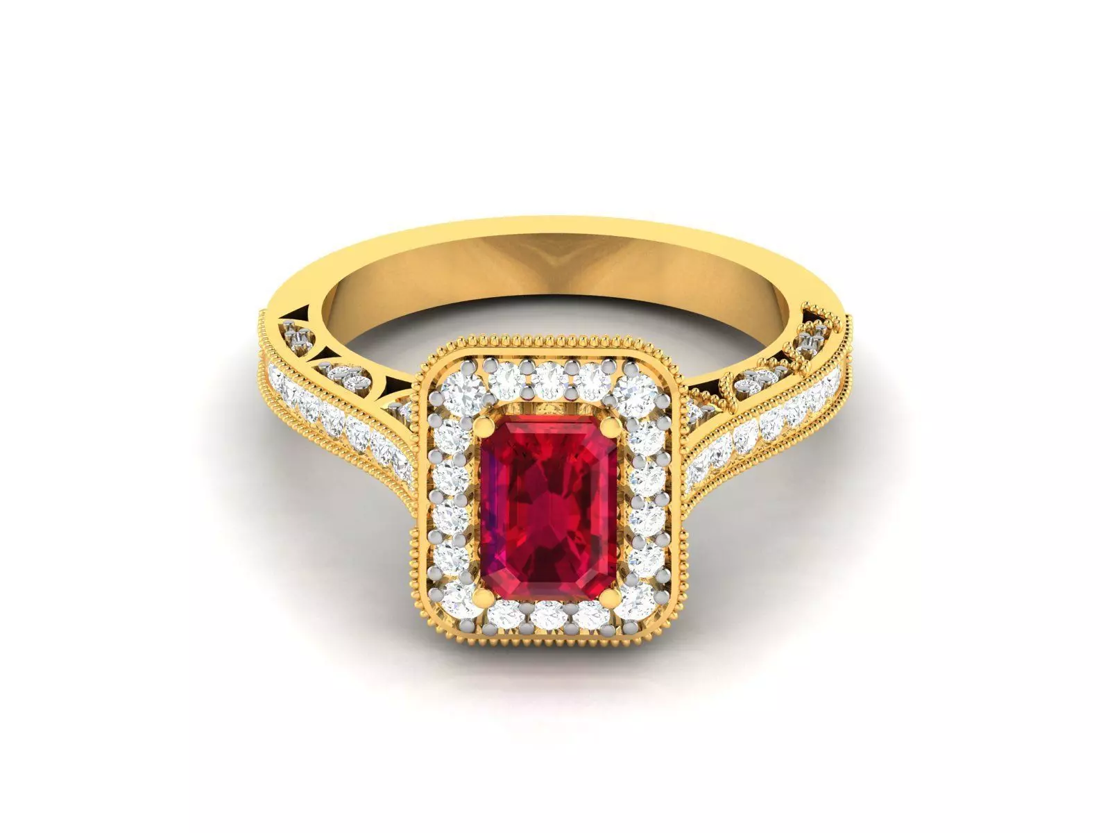 Solitaire Engagement Emerald Stone Ring 3dm Render Detail 3D print model_0