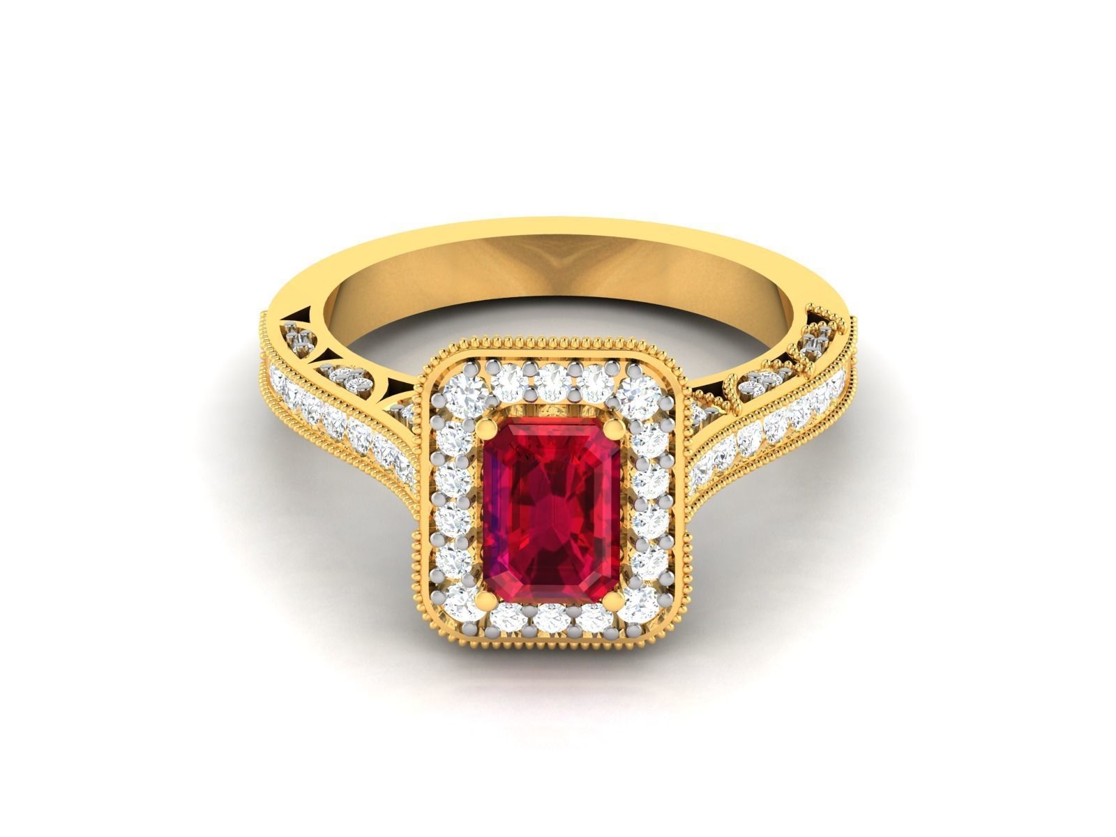 Solitaire Engagement Emerald Stone Ring 3dm Render Detail 3D print model_8