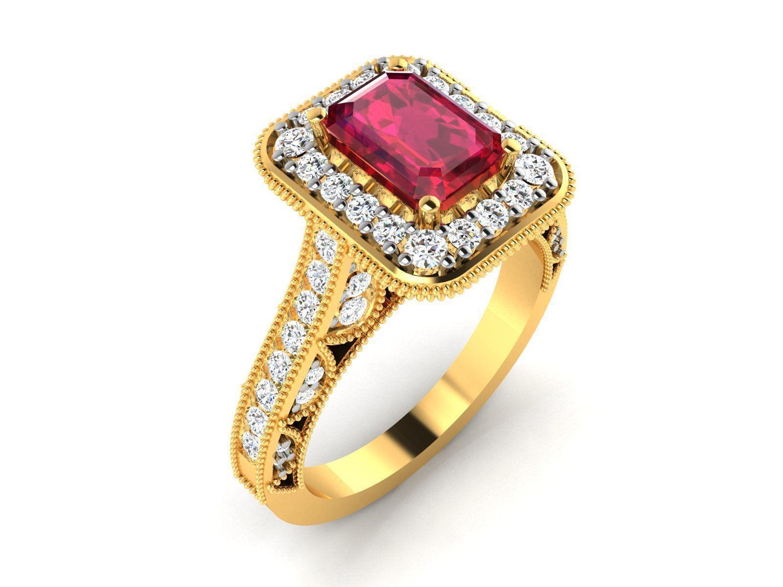 Solitaire Engagement Emerald Stone Ring 3dm Render Detail 3D print model_3