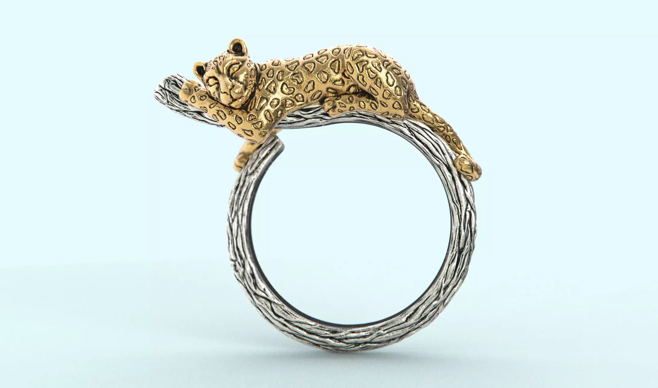 Sleeping Leopard Ring 3D print model_0