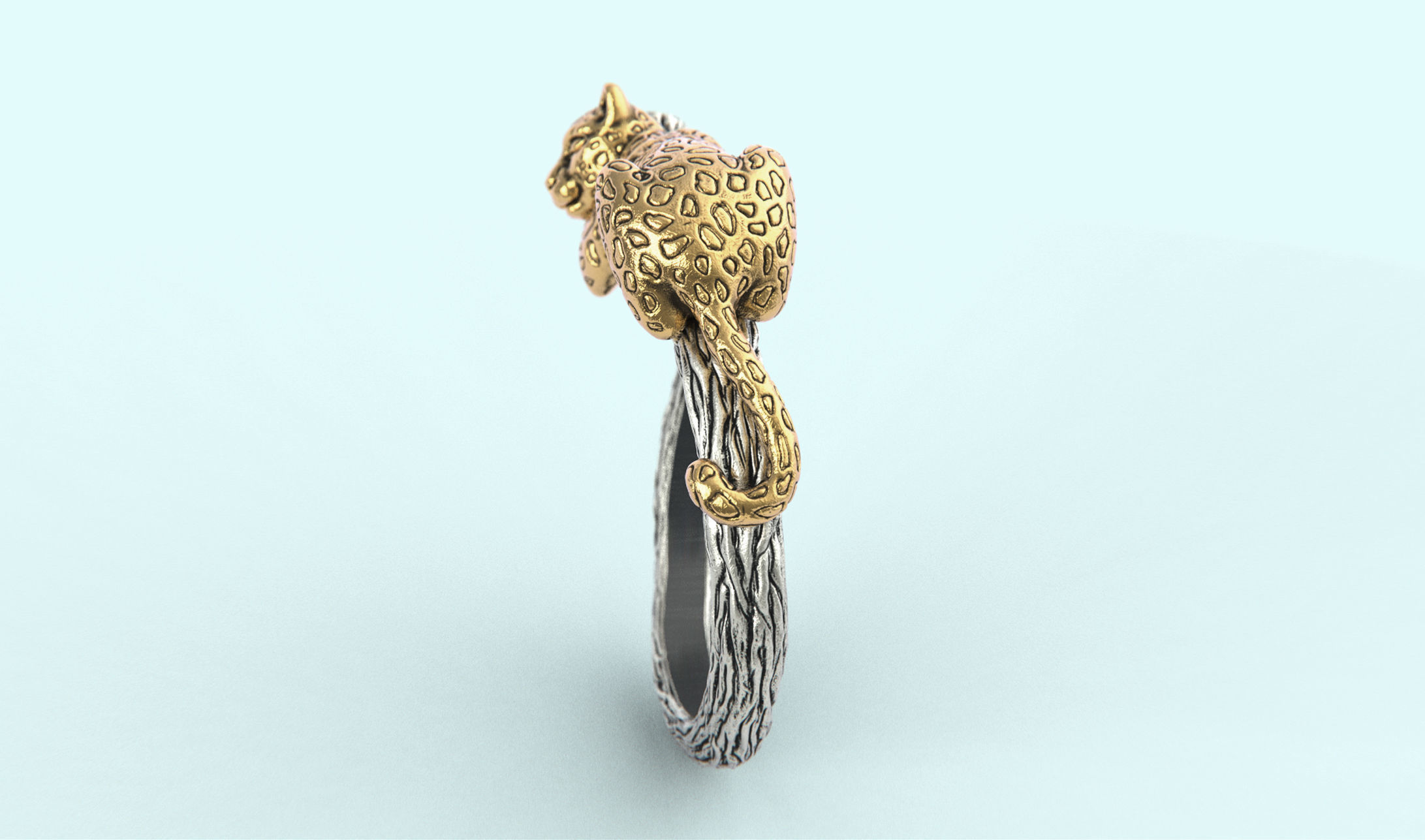 Sleeping Leopard Ring 3D print model_6