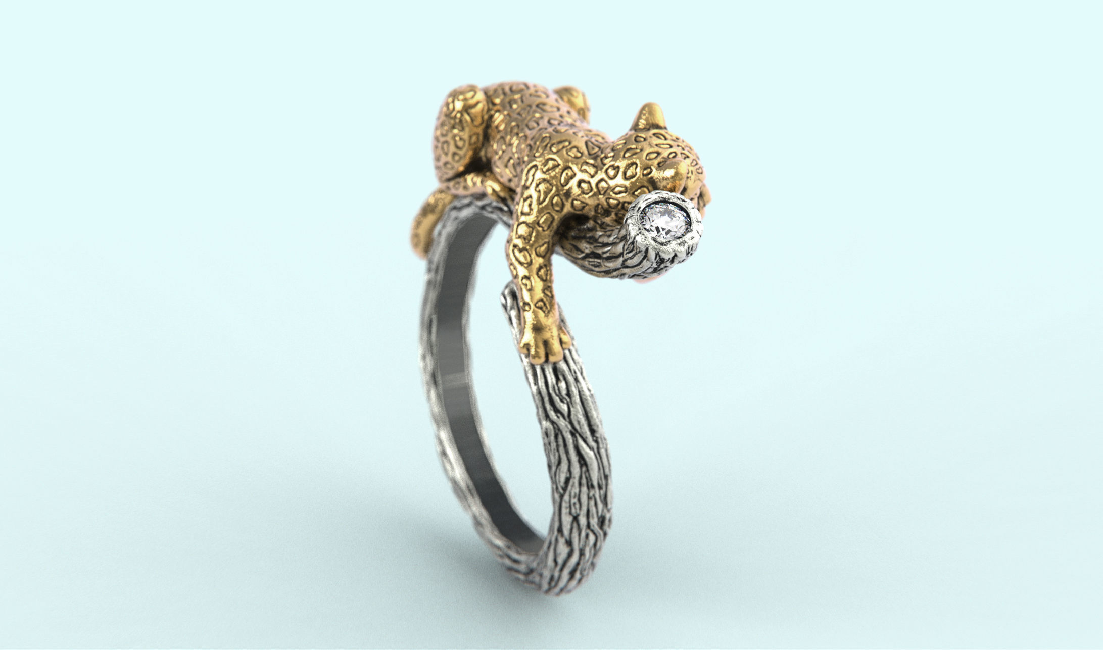 Sleeping Leopard Ring 3D print model_5
