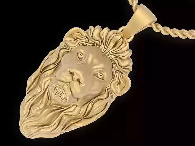 Lion head pendant  gold  printable jewelry 