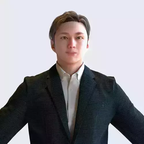Asian Business Man in A-pose - B1-M5E A 3D model