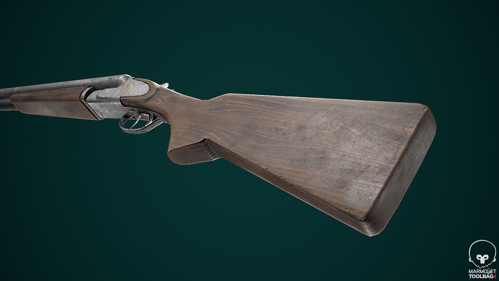 Double barrel shotgun Low-poly 3D model_3